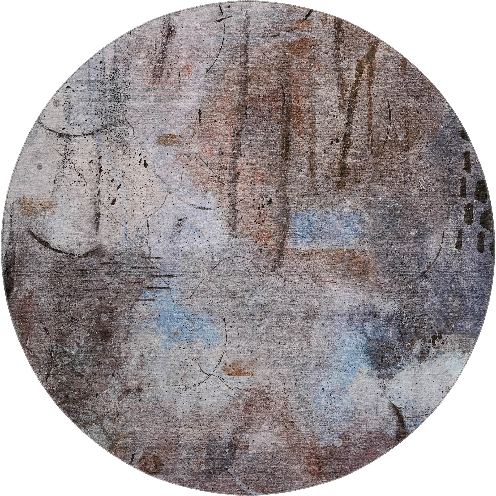 Cusco Machine Washable Transitional Taupe Brown Rug 8' x 8' #shape_Round