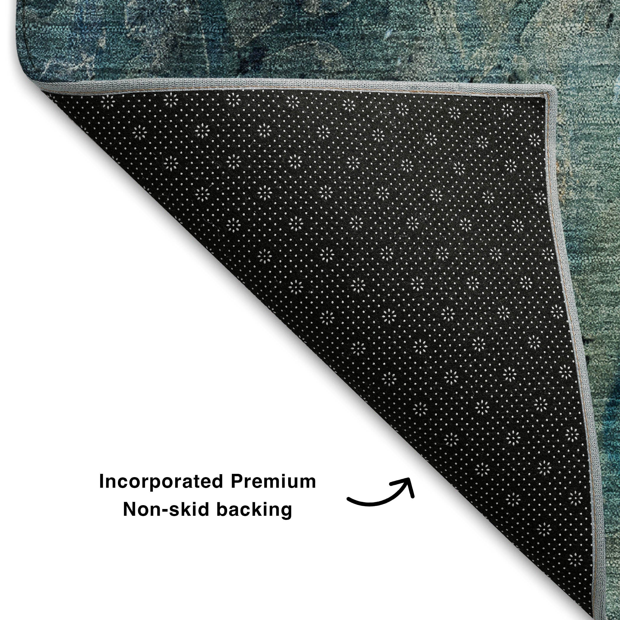 Cusco Machine Washable Transitional Teal Rug 1'8" x 2'6" #shape_Rectangle