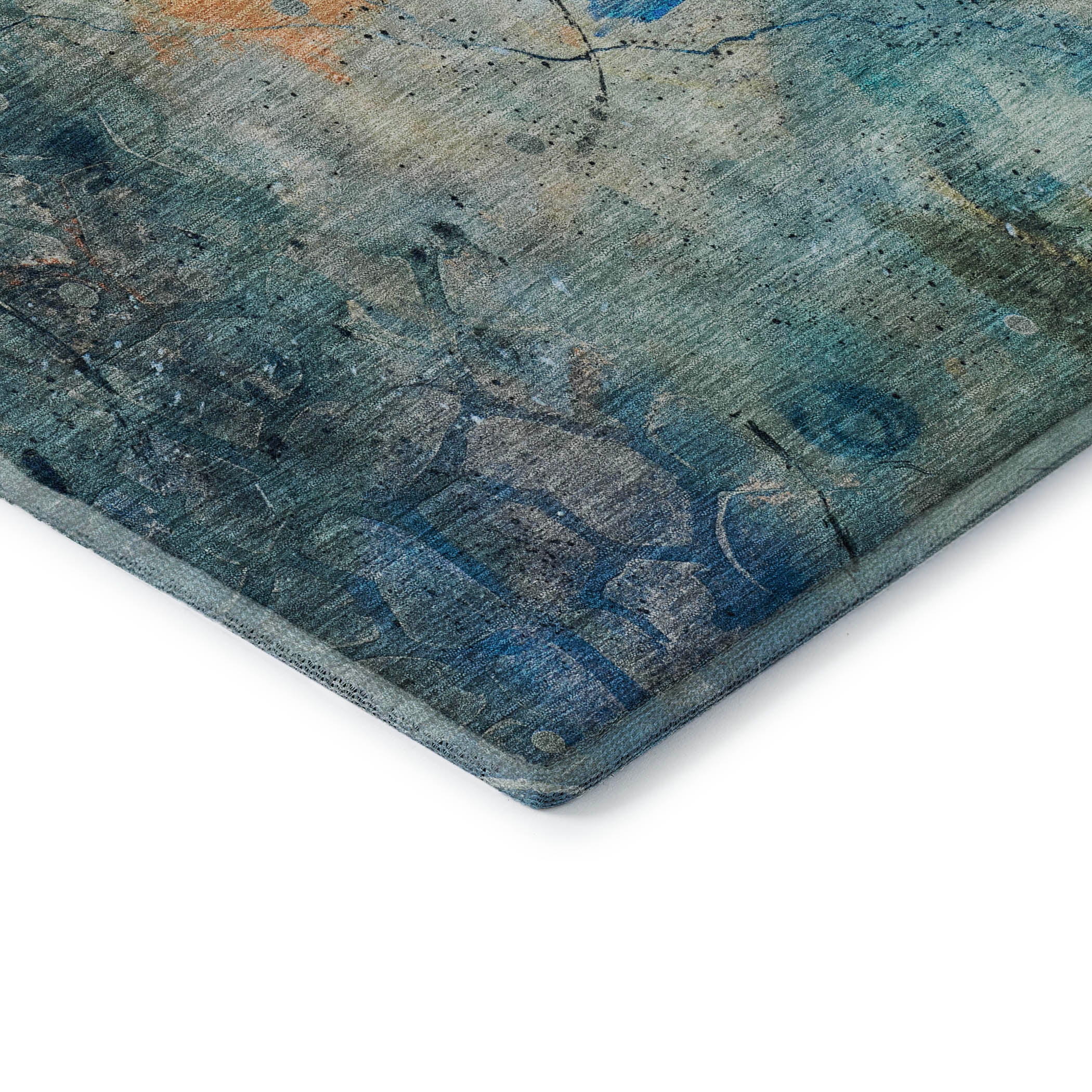 Cusco Machine Washable Transitional Teal Rug 1'8" x 2'6" #shape_Rectangle
