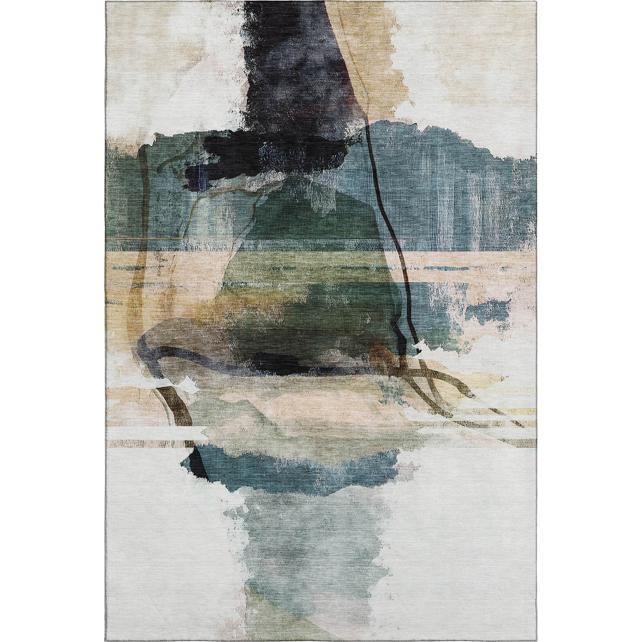 Sarajevo Machine Washable Transitional Green Rug 2'6" x 3'10" #shape_Rectangle