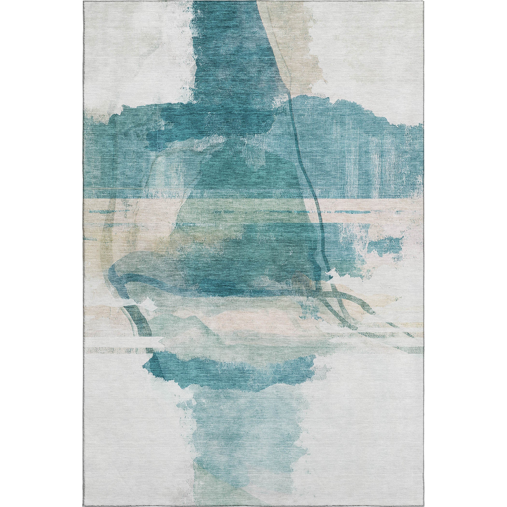 Sarajevo Machine Washable Transitional Teal Rug 2'6" x 3'10" #shape_Rectangle