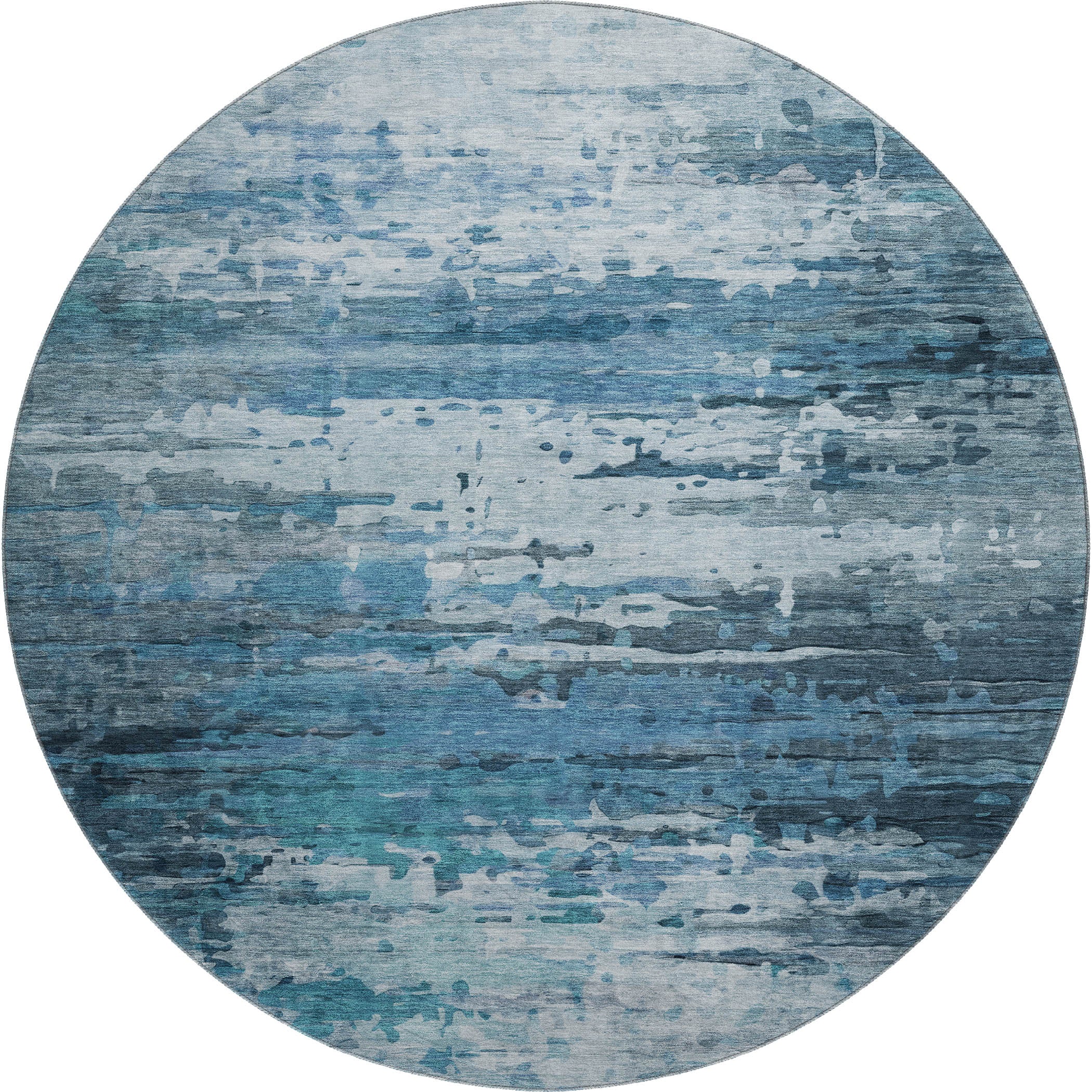 Sarajevo Machine Washable Transitional Blue Rug 8' x 8' #shape_Round