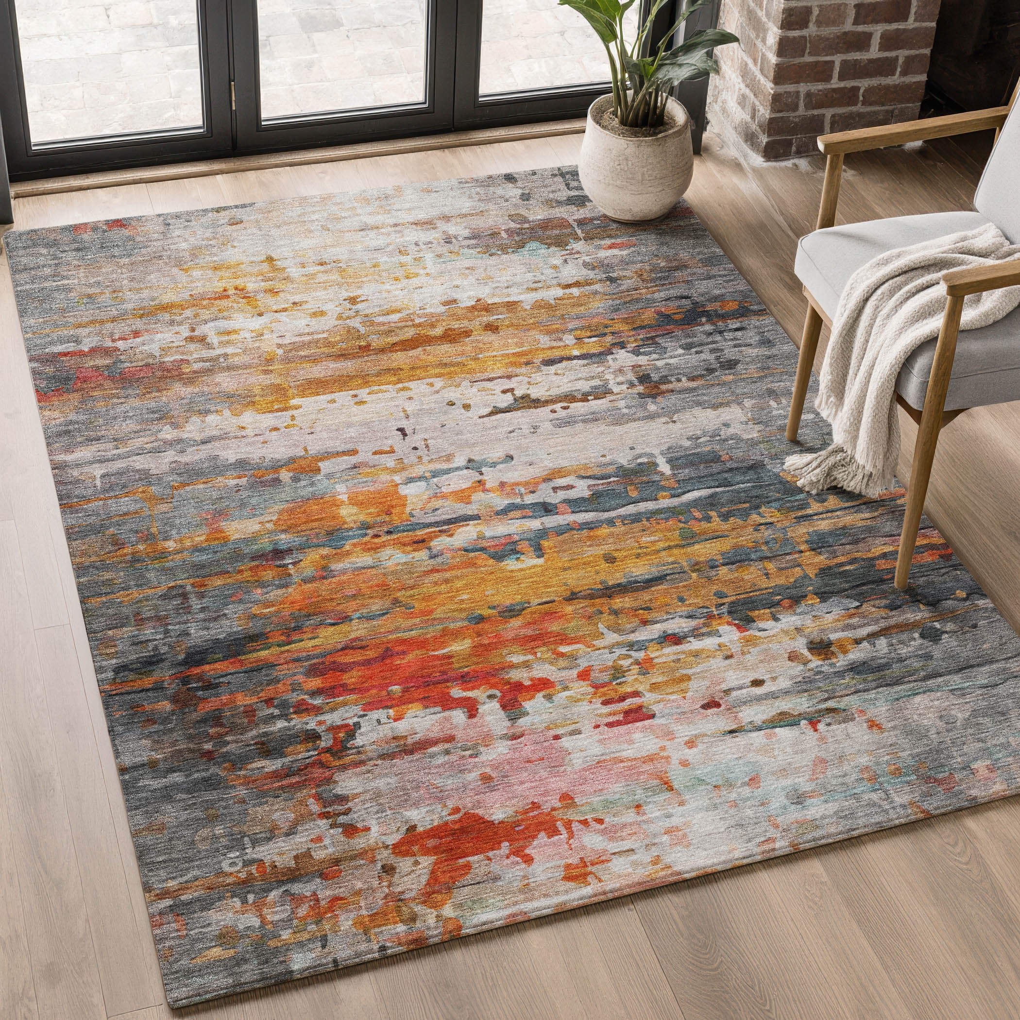 Sarajevo Machine Washable Transitional Terracotta Orange Rug 2'6" x 3'10" #shape_Rectangle