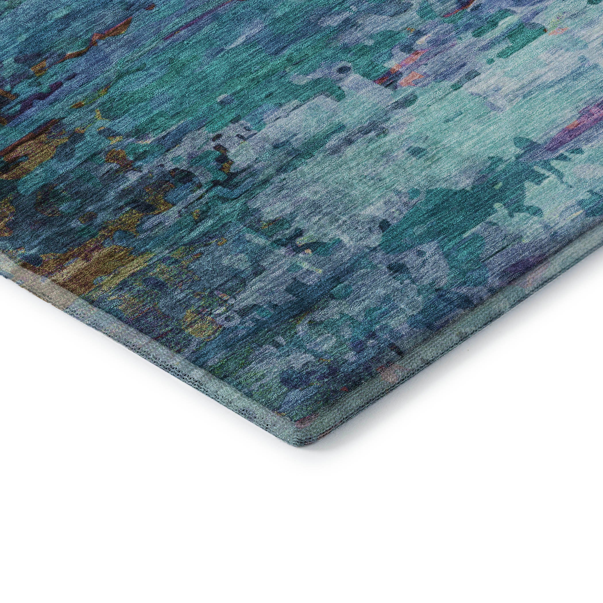 Oaxaca Machine Washable Transitional Blue Rug 1'8" x 2'6" #shape_Rectangle