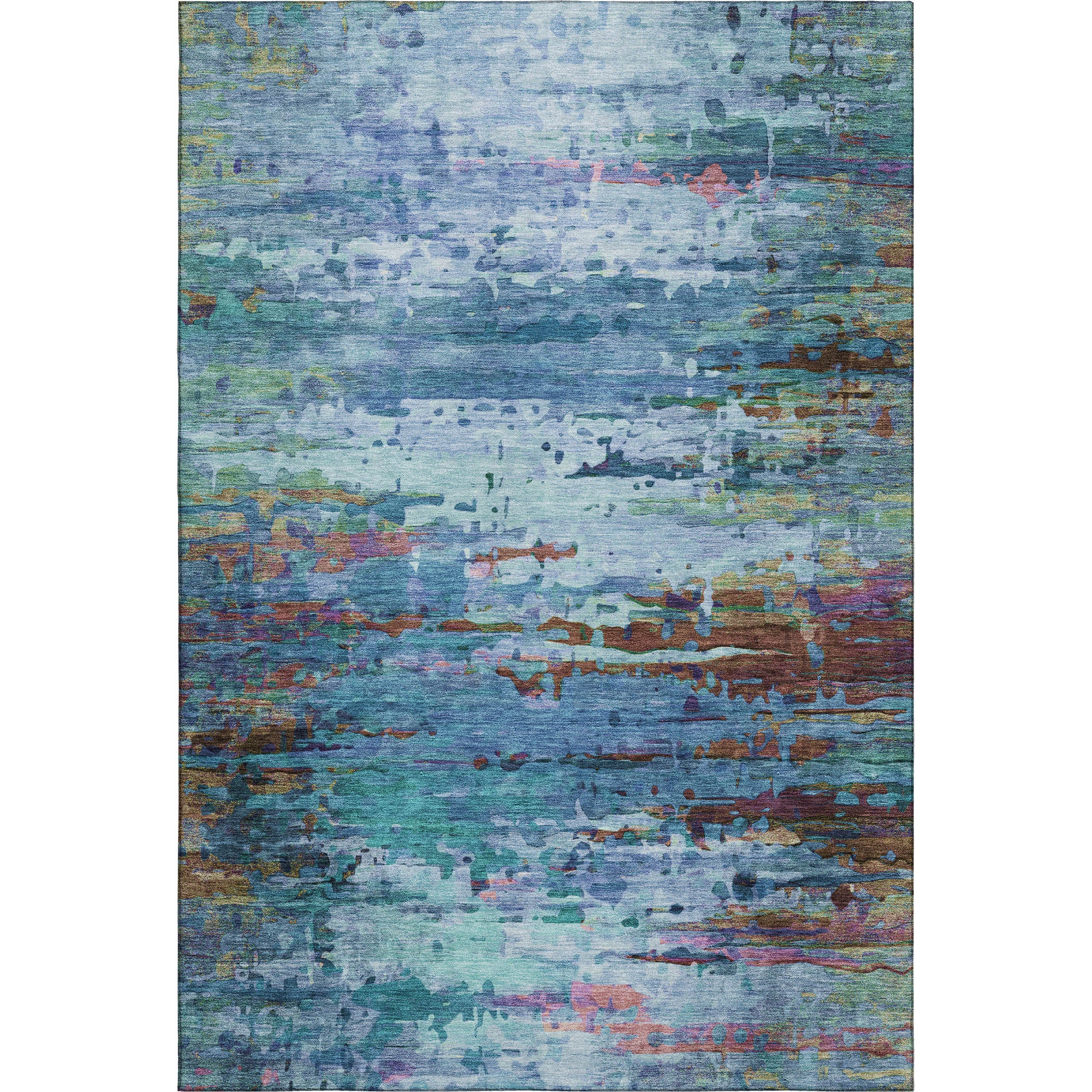 Oaxaca Machine Washable Transitional Blue Rug 2'6" x 3'10" #shape_Rectangle