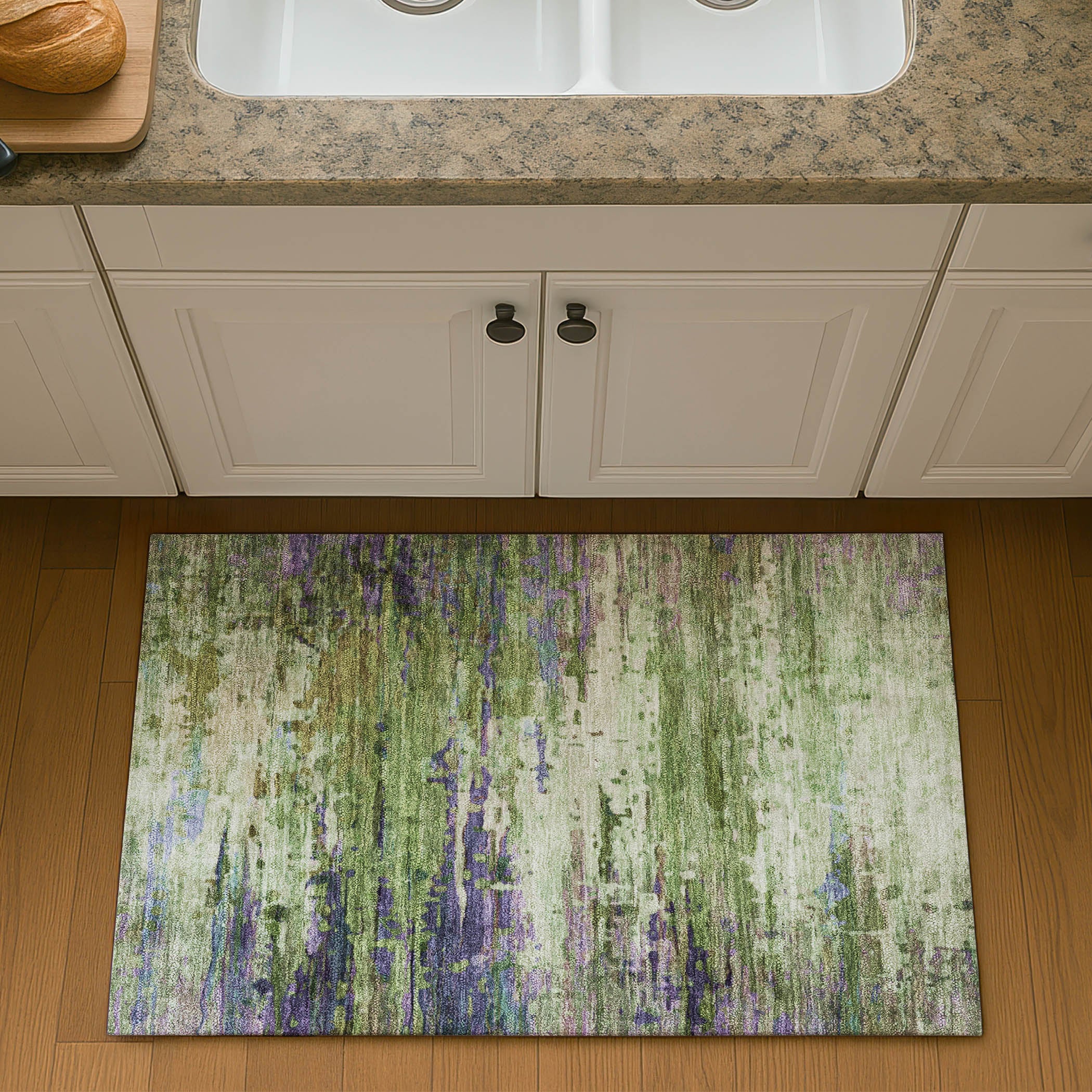 Oaxaca Machine Washable Transitional Green Rug 1'8" x 2'6" #shape_Rectangle