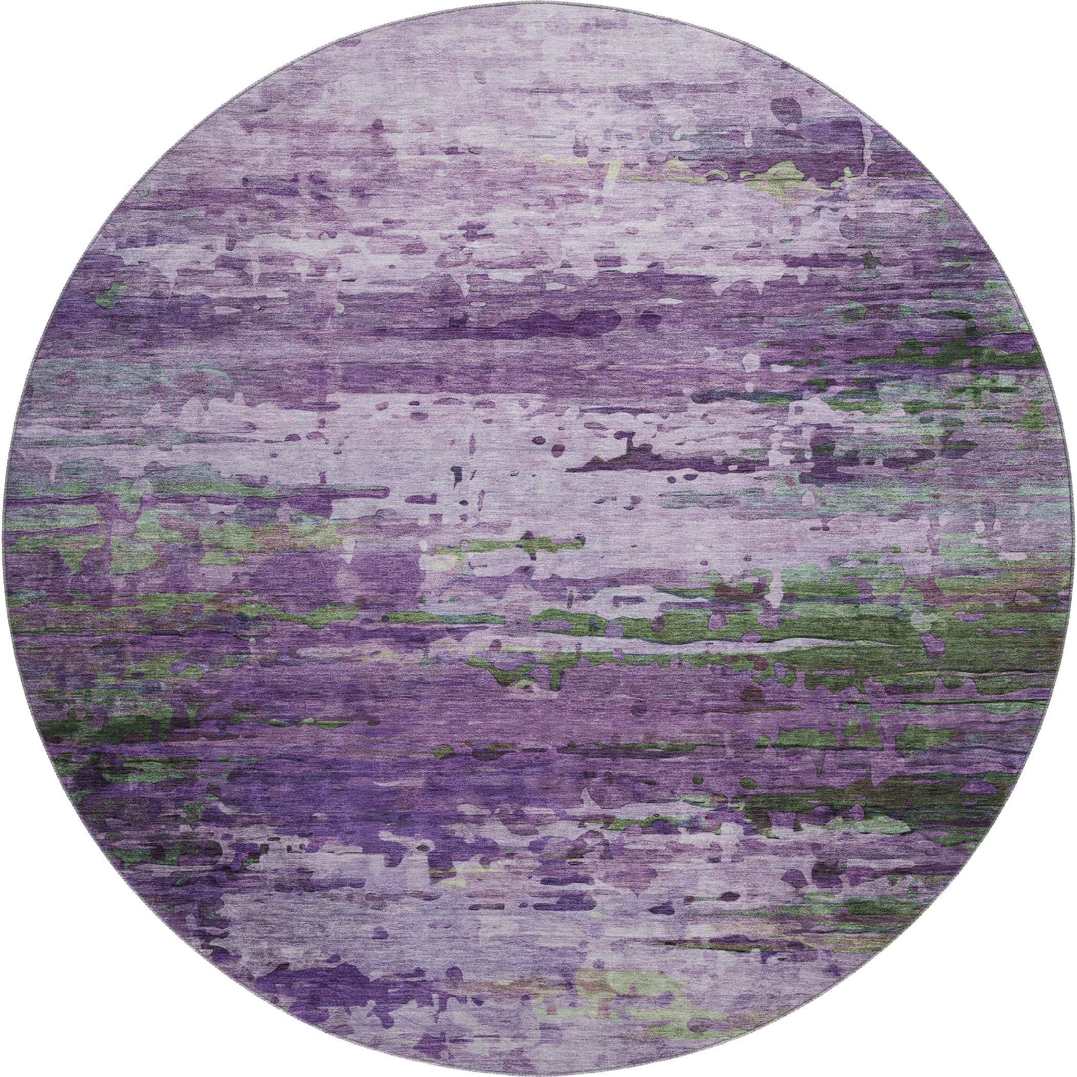 Oaxaca Machine Washable Transitional Purple Rug 8' x 8' #shape_Round