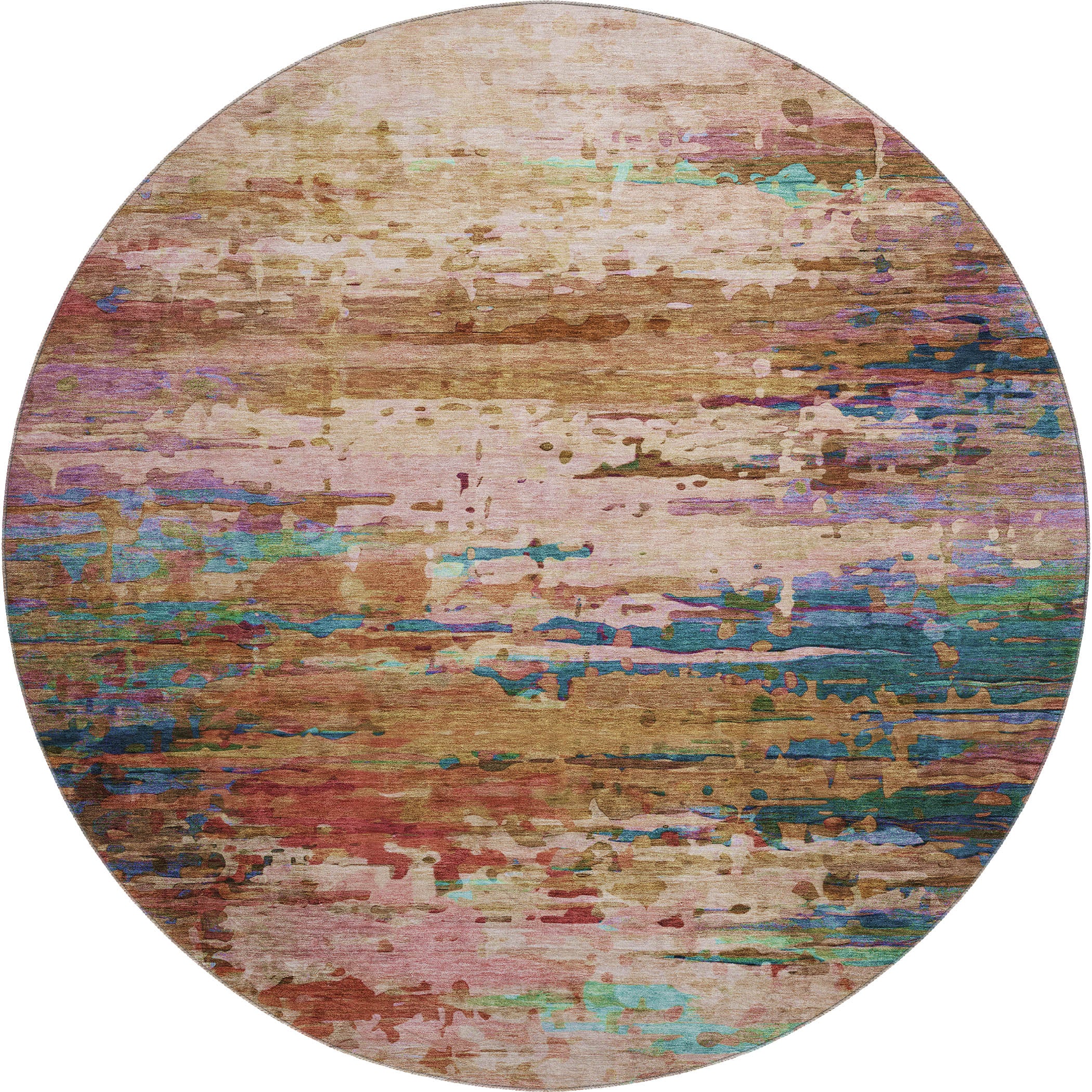 Oaxaca Machine Washable Transitional Sage Green Rug 8' x 8' #shape_Round