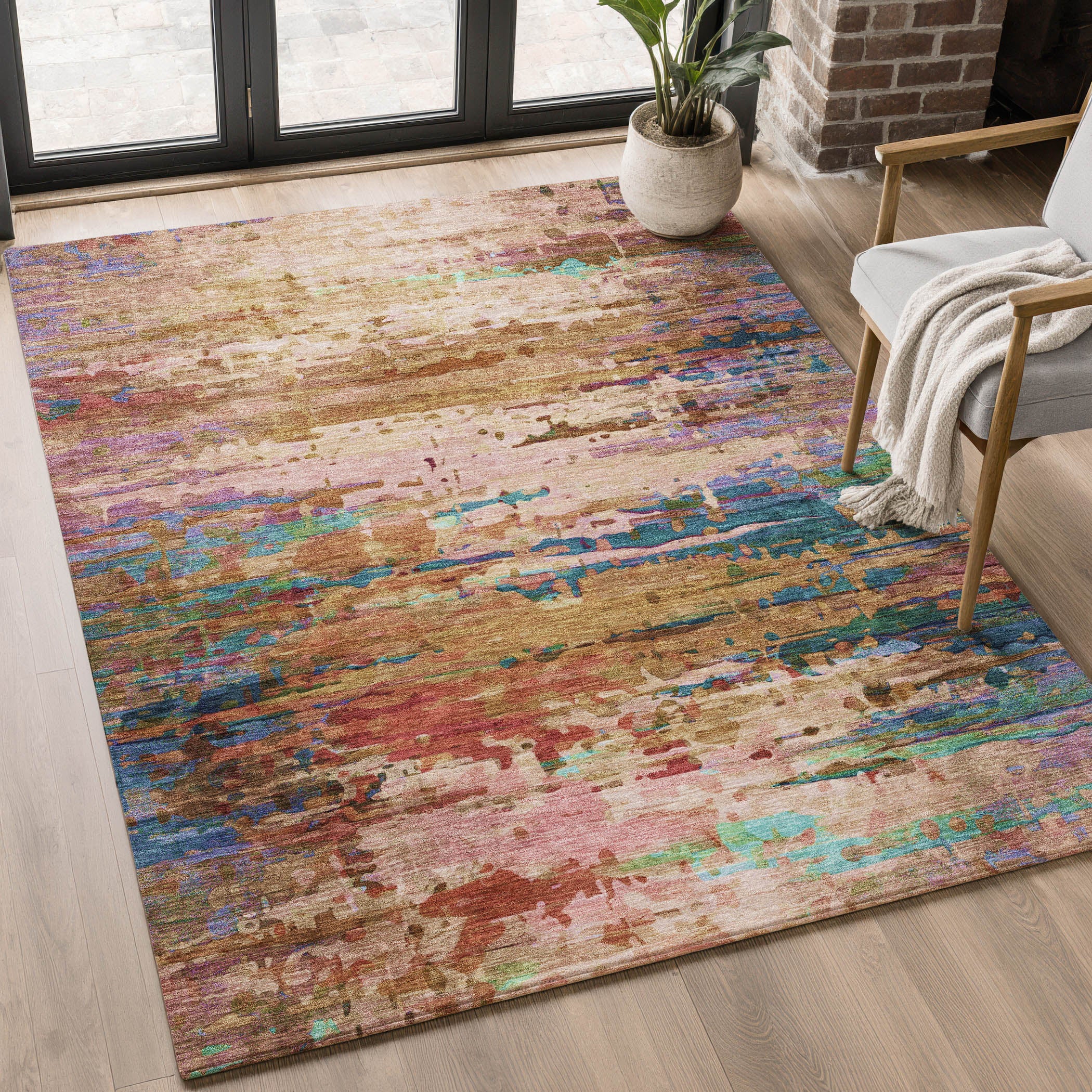 Oaxaca Machine Washable Transitional Sage Green Rug 2'6" x 3'10" #shape_Rectangle