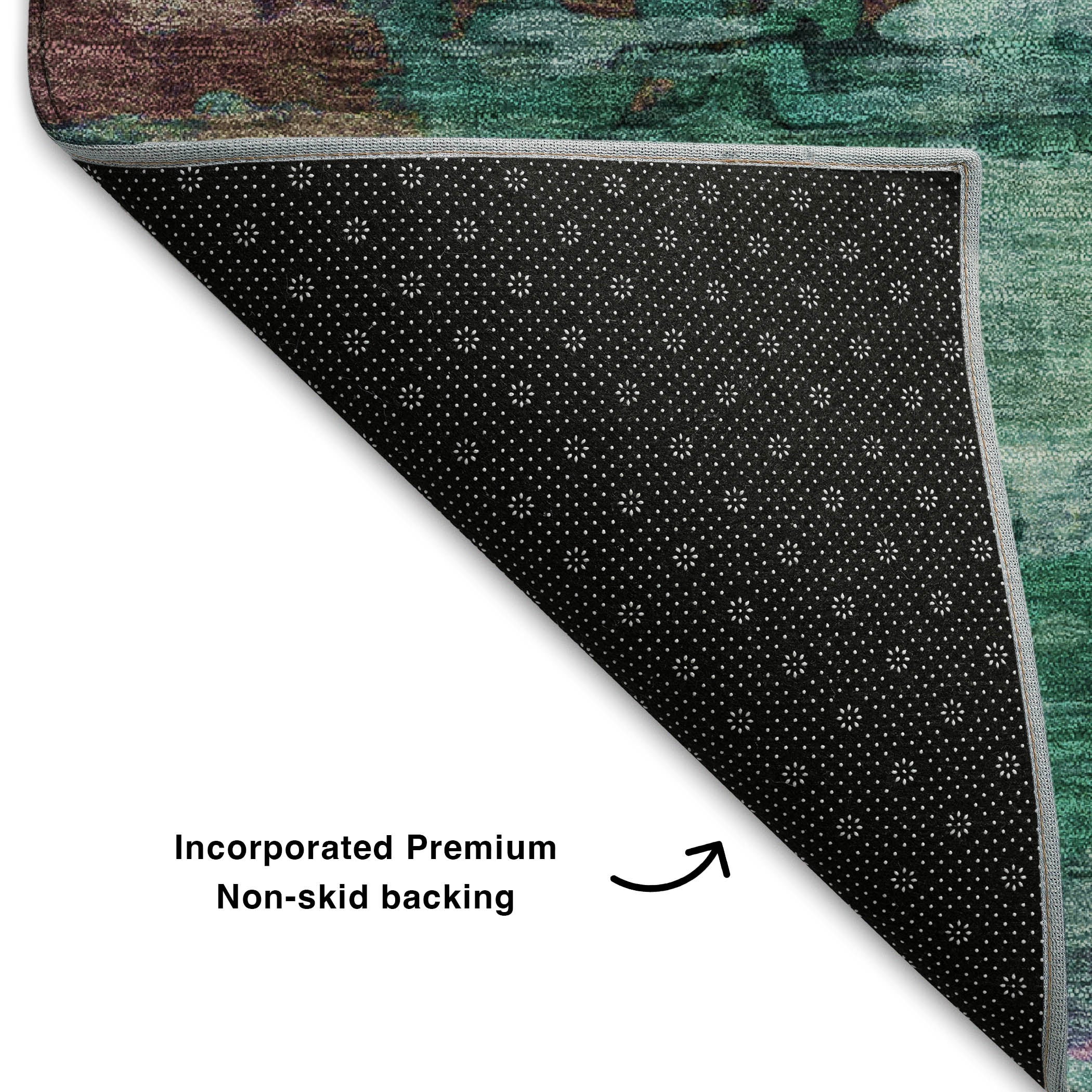Oaxaca Machine Washable Transitional Teal Rug 1'8" x 2'6" #shape_Rectangle