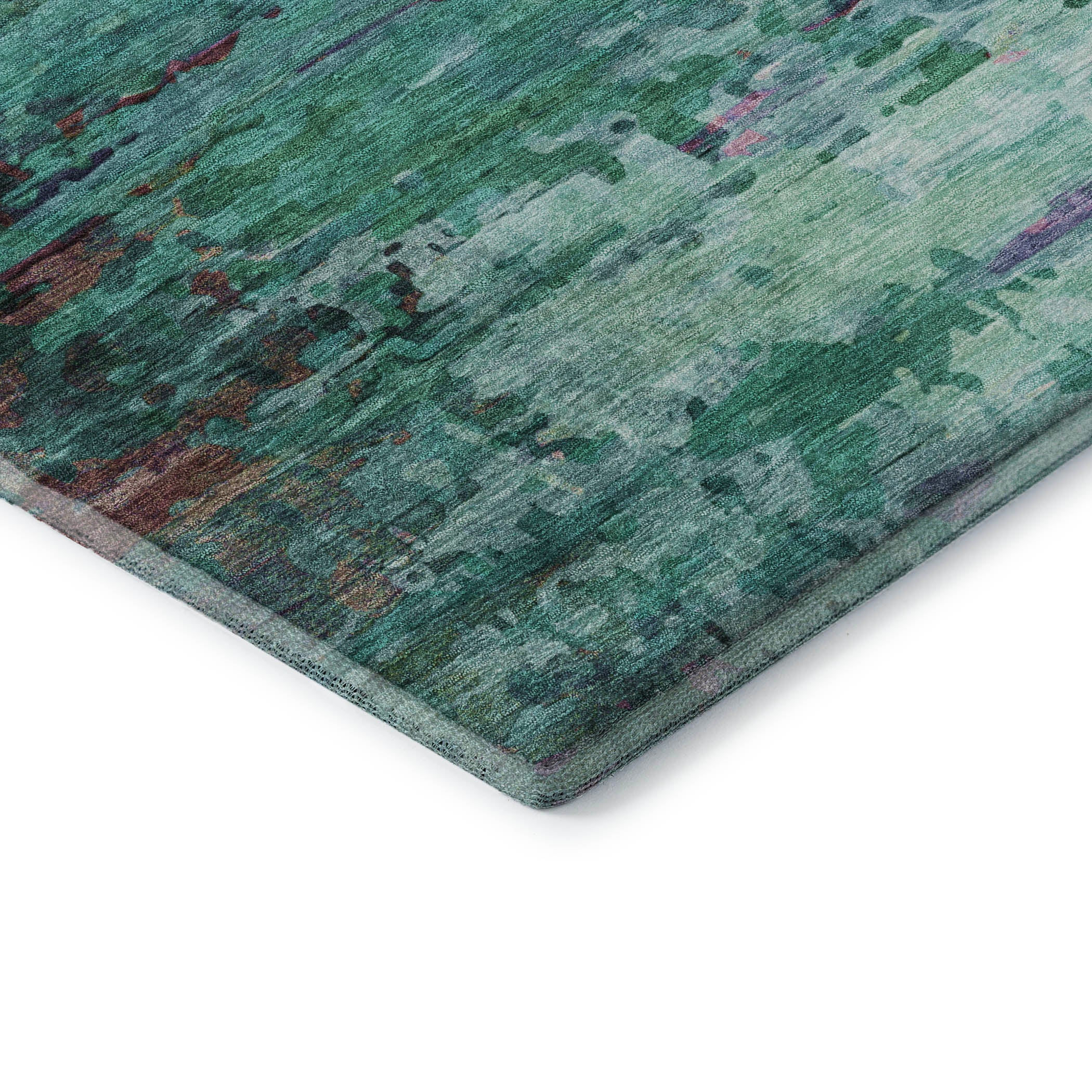 Oaxaca Machine Washable Transitional Teal Rug 1'8" x 2'6" #shape_Rectangle