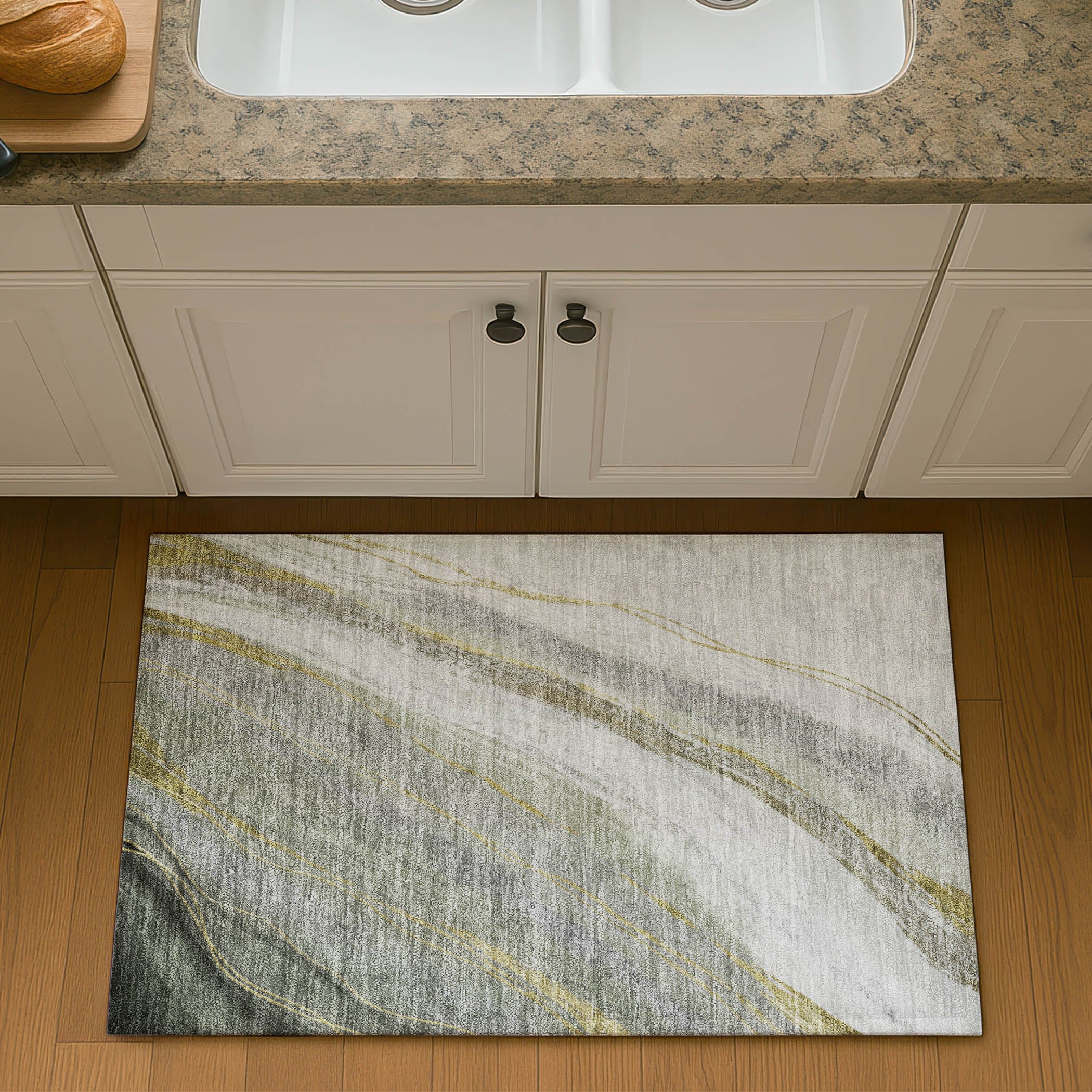 Kyoto Machine Washable Transitional Aloe Green Rug 1'8" x 2'6" #shape_Rectangle