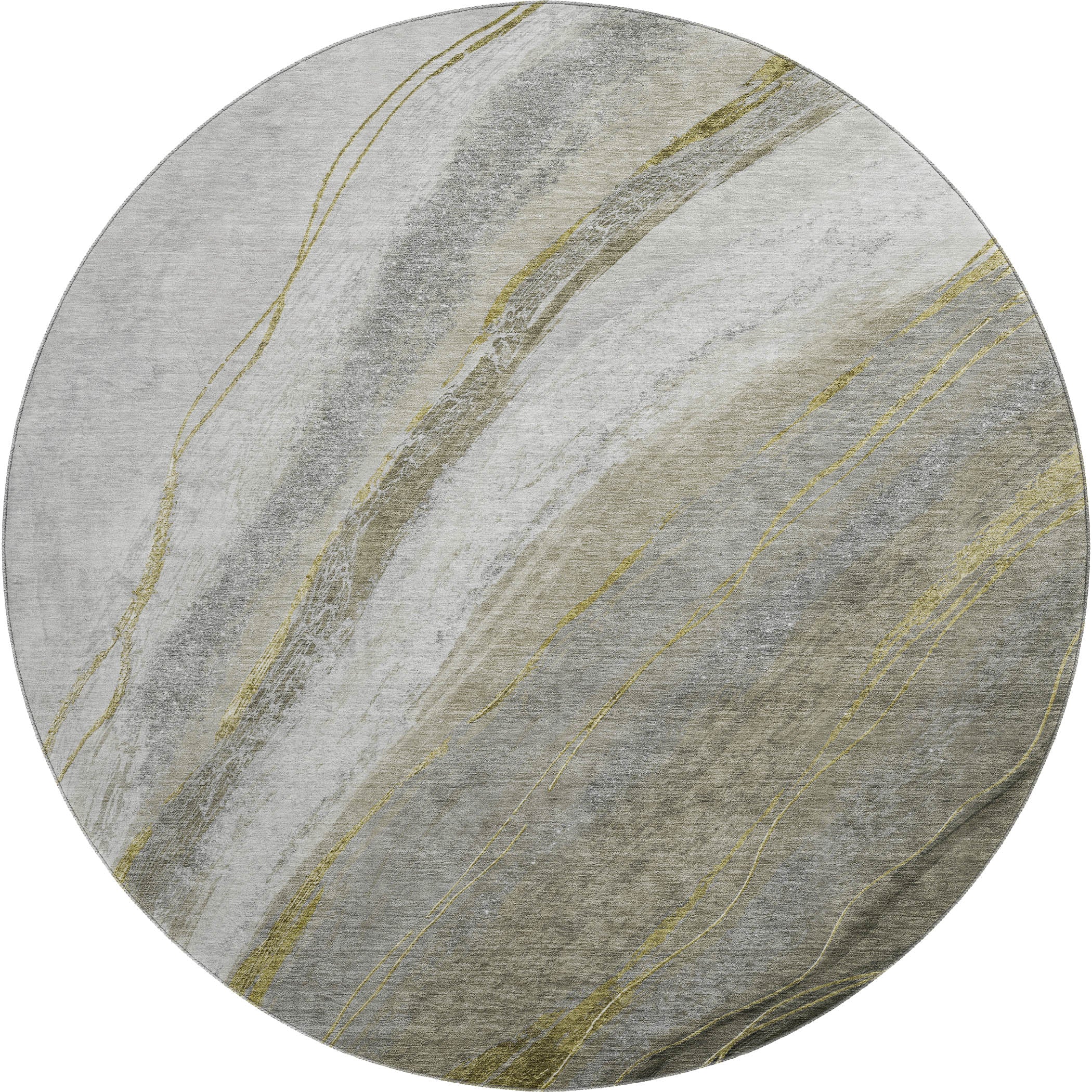 Kyoto Machine Washable Transitional Pewter Gray Rug 8' x 8' #shape_Round