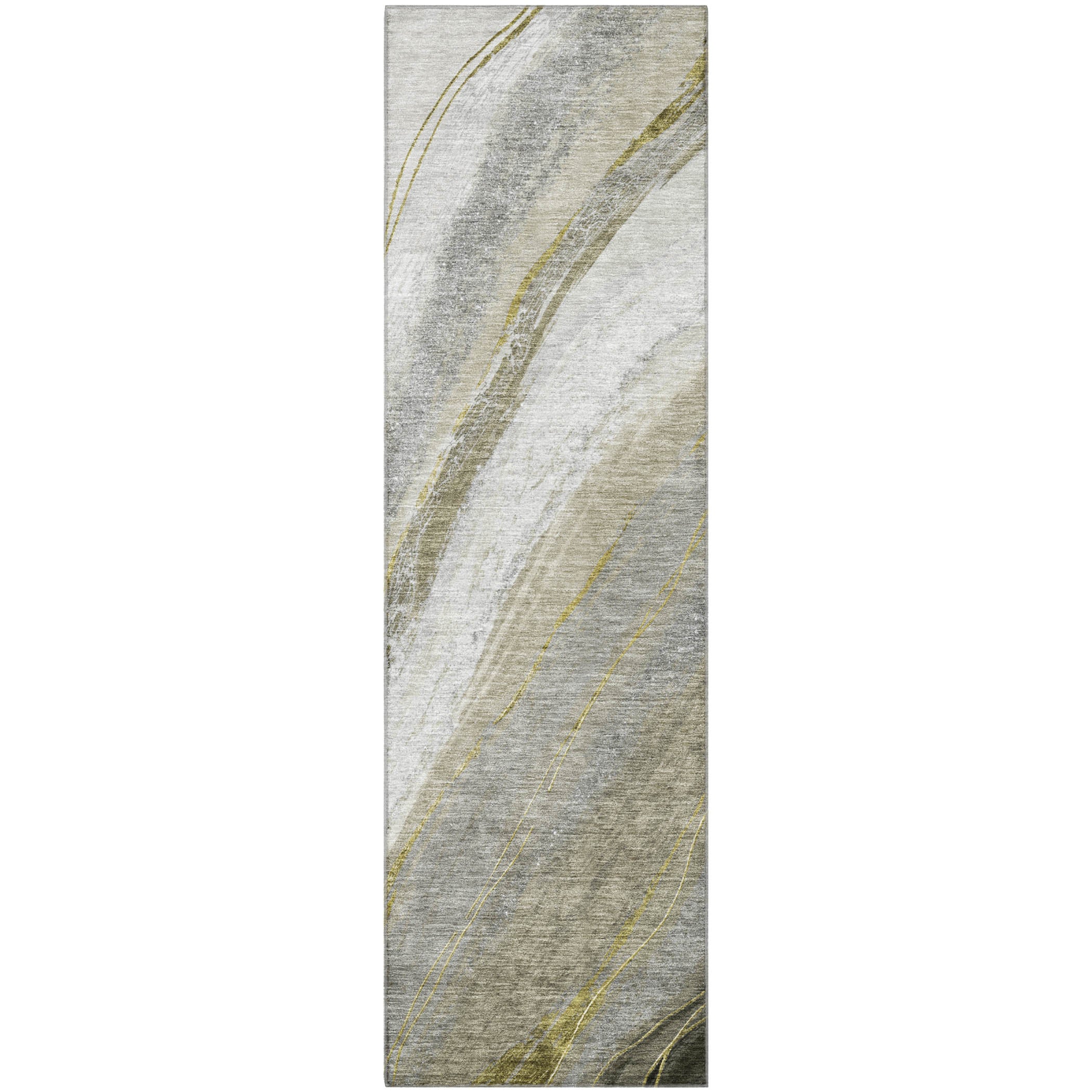 Kyoto Machine Washable Transitional Pewter Gray Rug 2'3" x 7'6" #shape_Runner