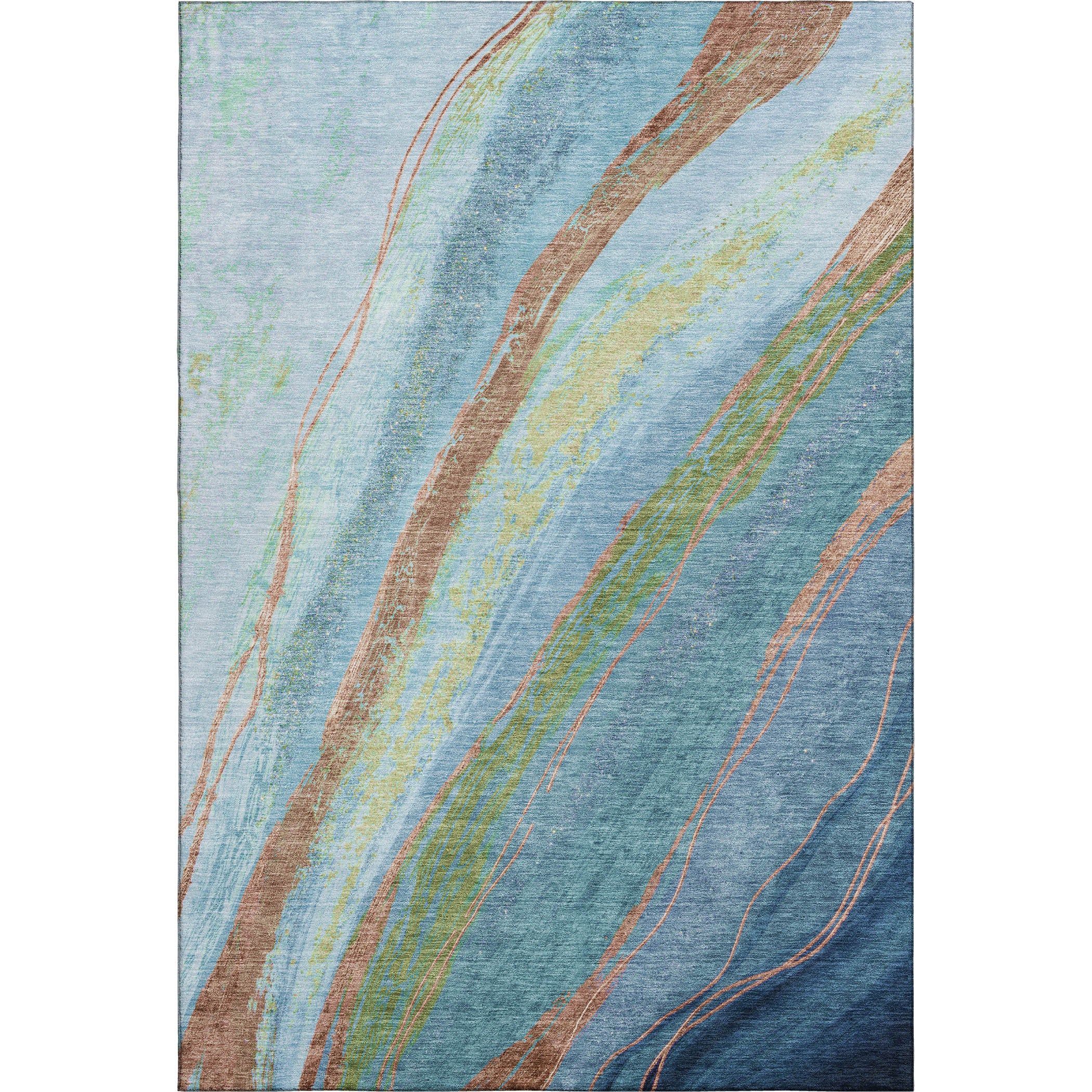 Florence Machine Washable Transitional Blue Rug 2'6" x 3'10" #shape_Rectangle