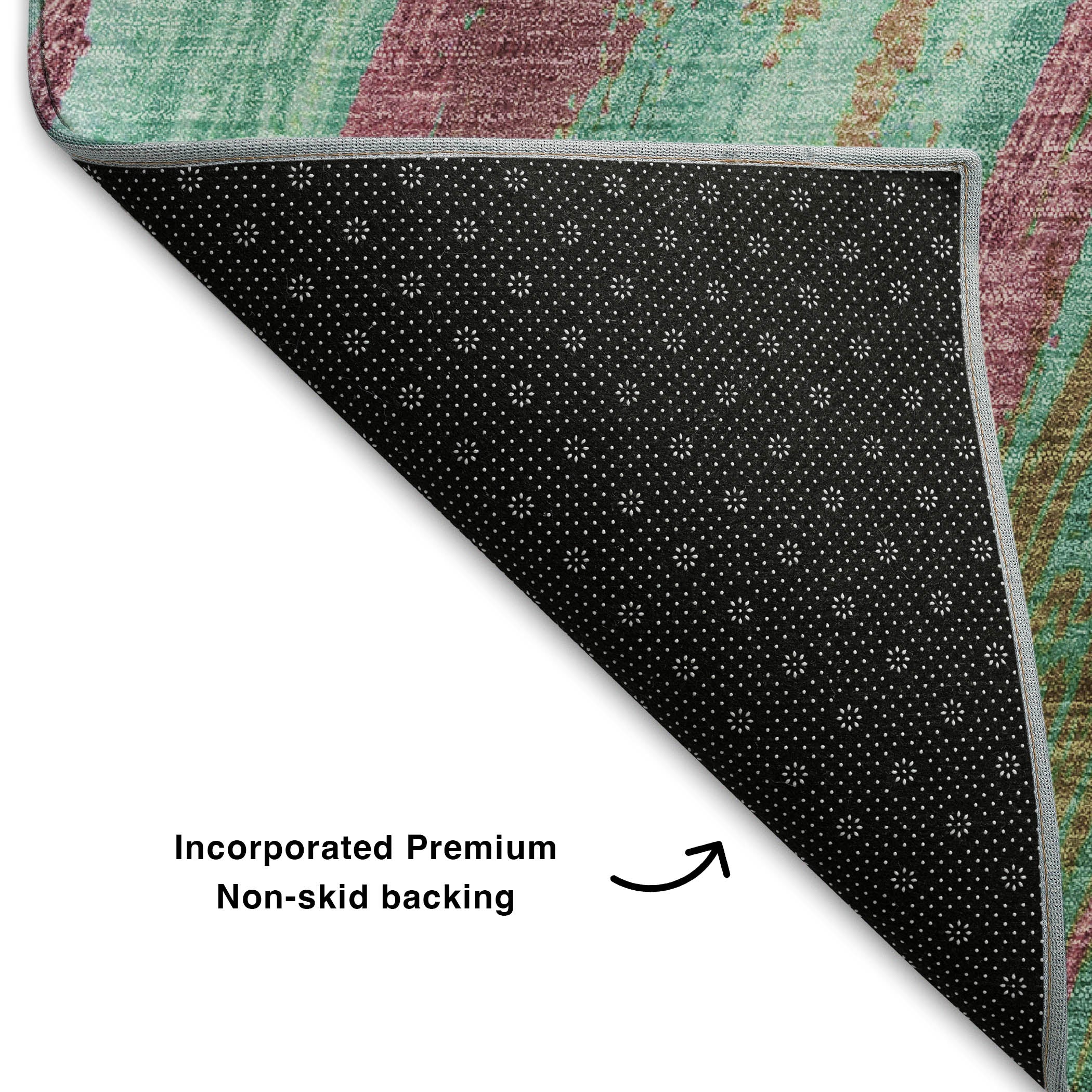 Florence Machine Washable Transitional Green Rug 1'8" x 2'6" #shape_Rectangle