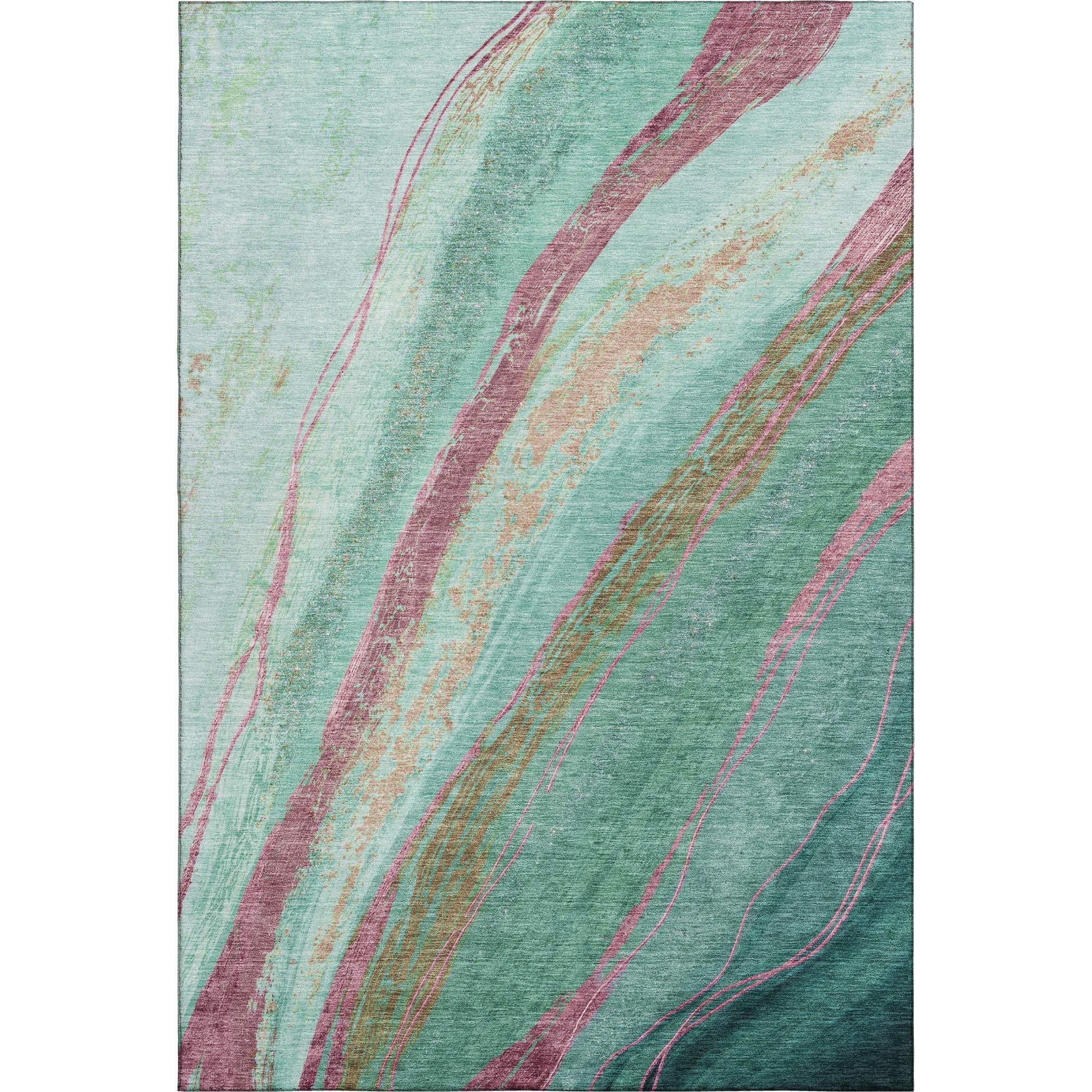 Florence Machine Washable Transitional Green Rug 2'6" x 3'10" #shape_Rectangle