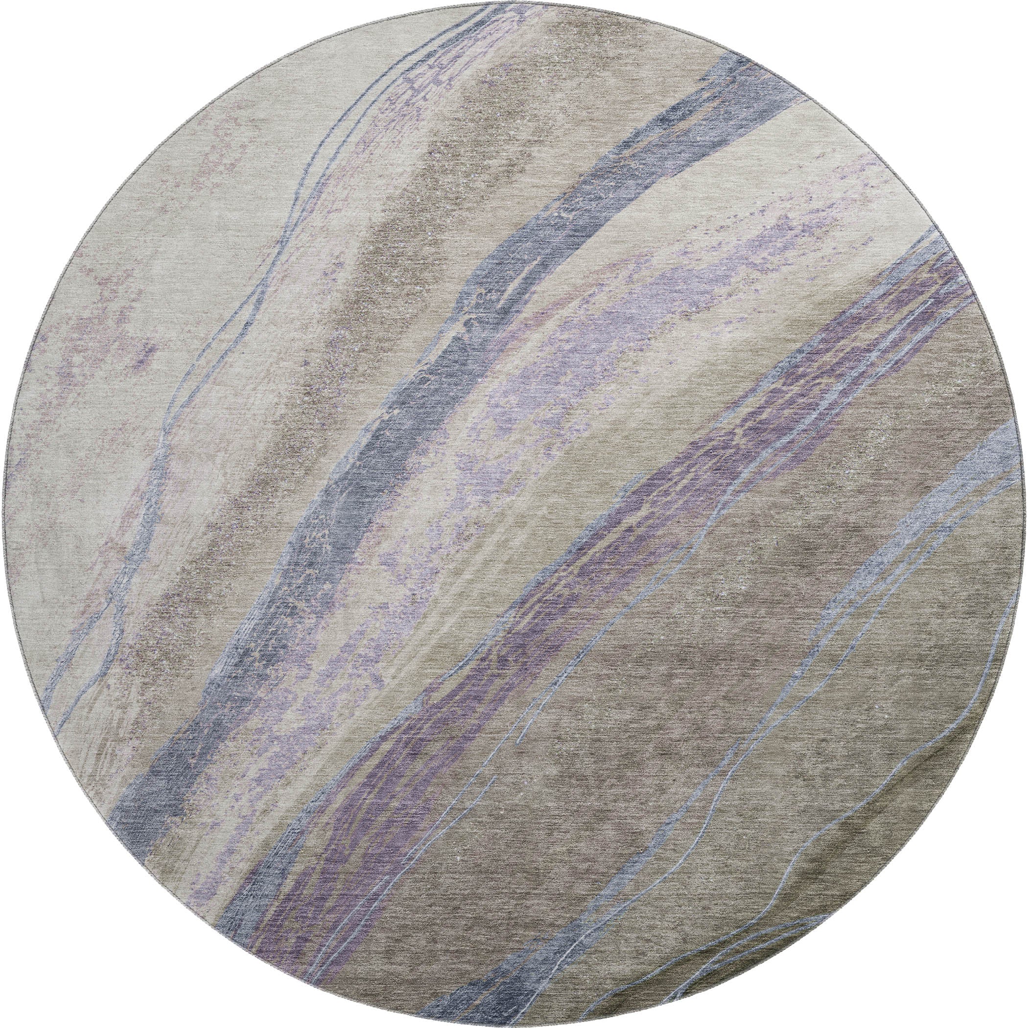 Florence Machine Washable Transitional Mocha Brown Rug 8' x 8' #shape_Round