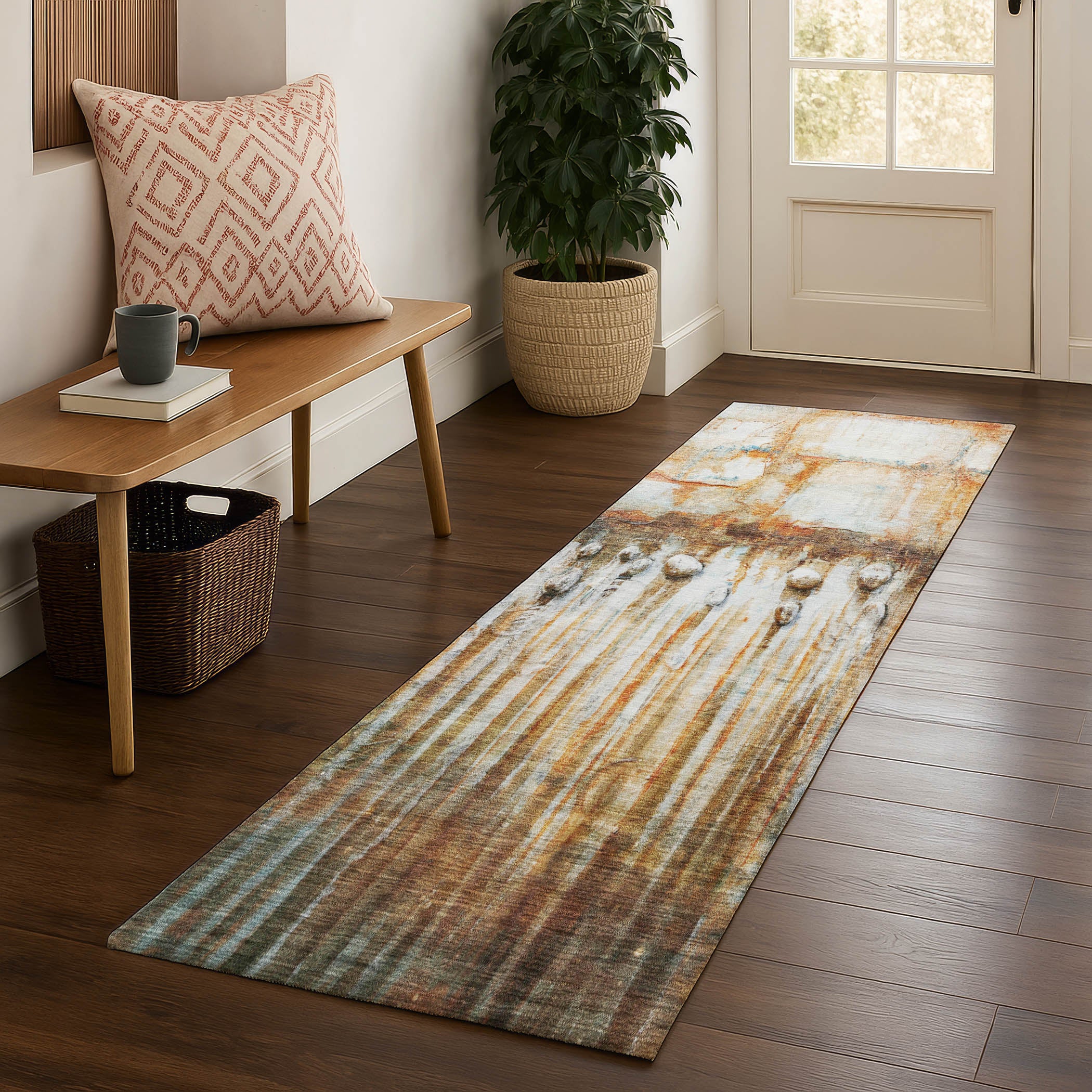 Luang Prabang Machine Washable Transitional Paprika Orange Rug 2'3" x 7'6" #shape_Runner