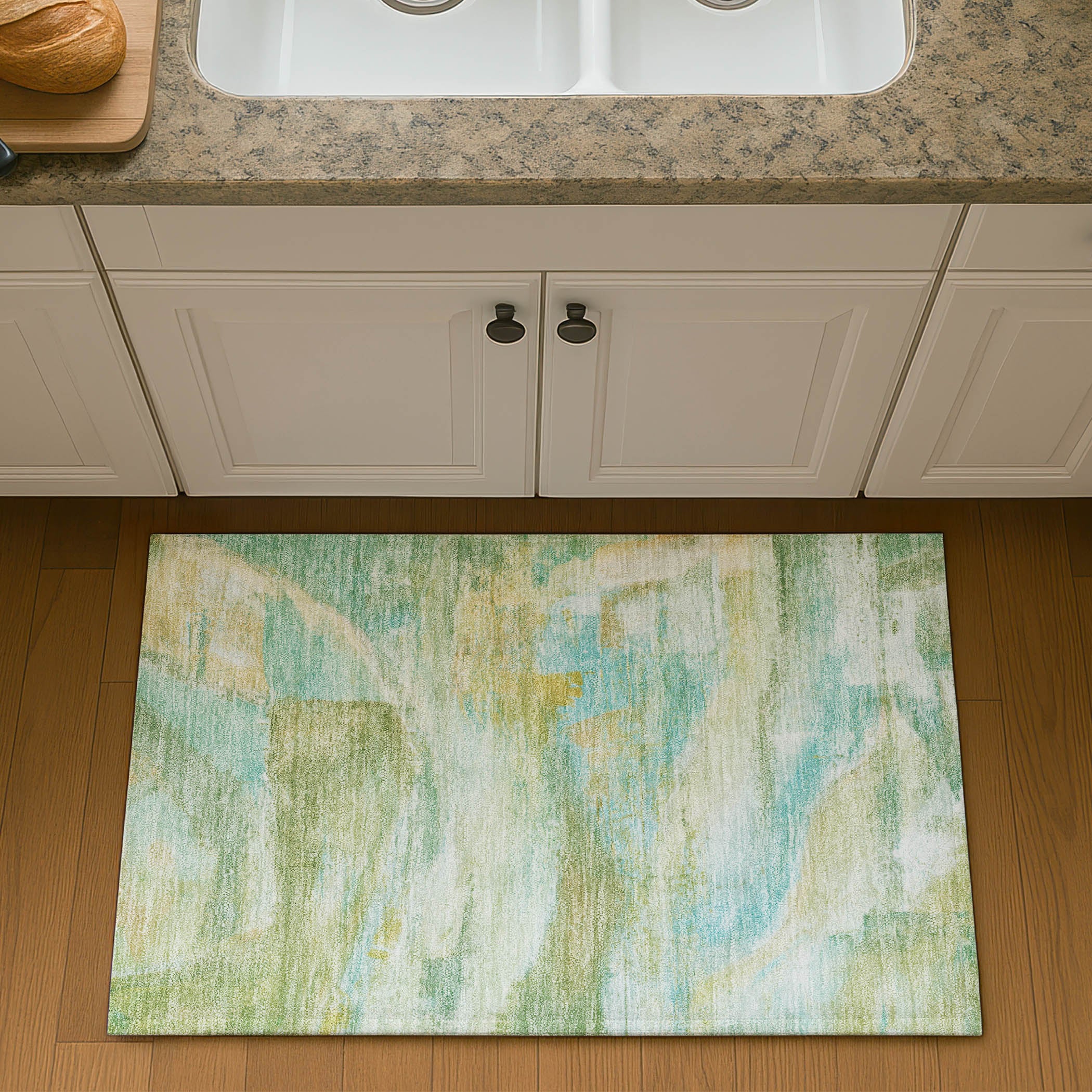 Lima Machine Washable Transitional Green Rug 1'8" x 2'6" #shape_Rectangle