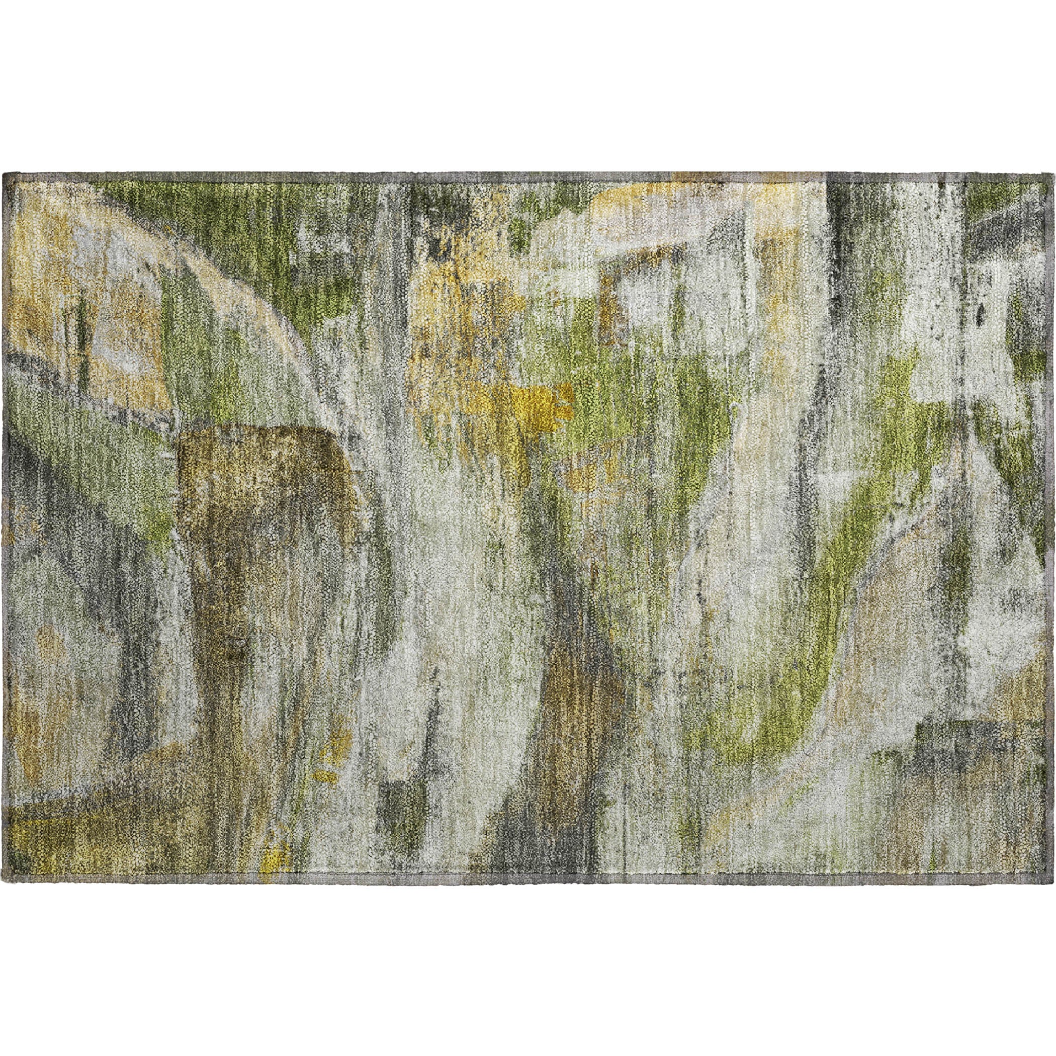Lima Machine Washable Transitional Olive Green Rug 1'8" x 2'6" #shape_Rectangle