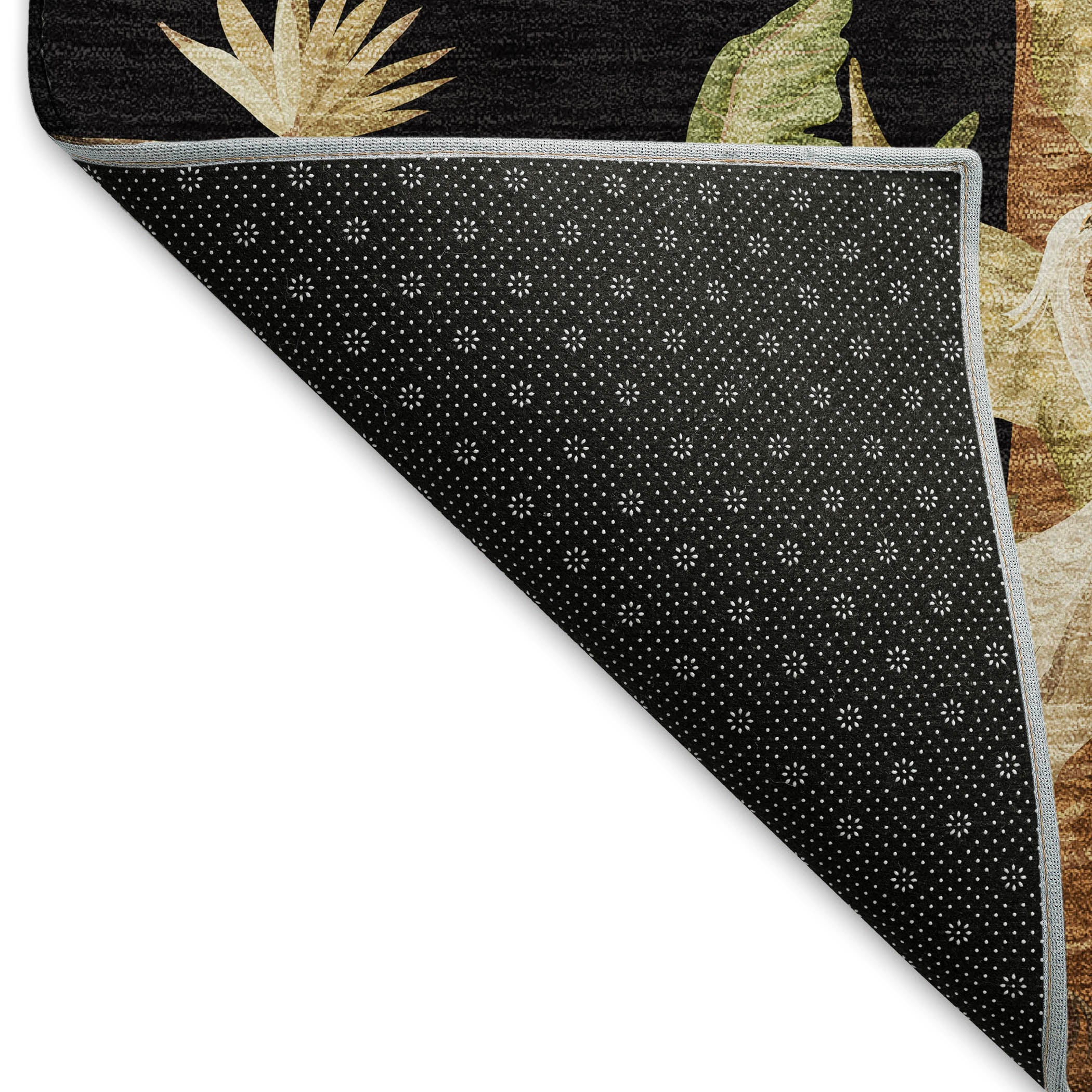 Sarajevo Machine Washable Tropical Midnight Black Rug 1'8" x 2'6" #shape_Rectangle