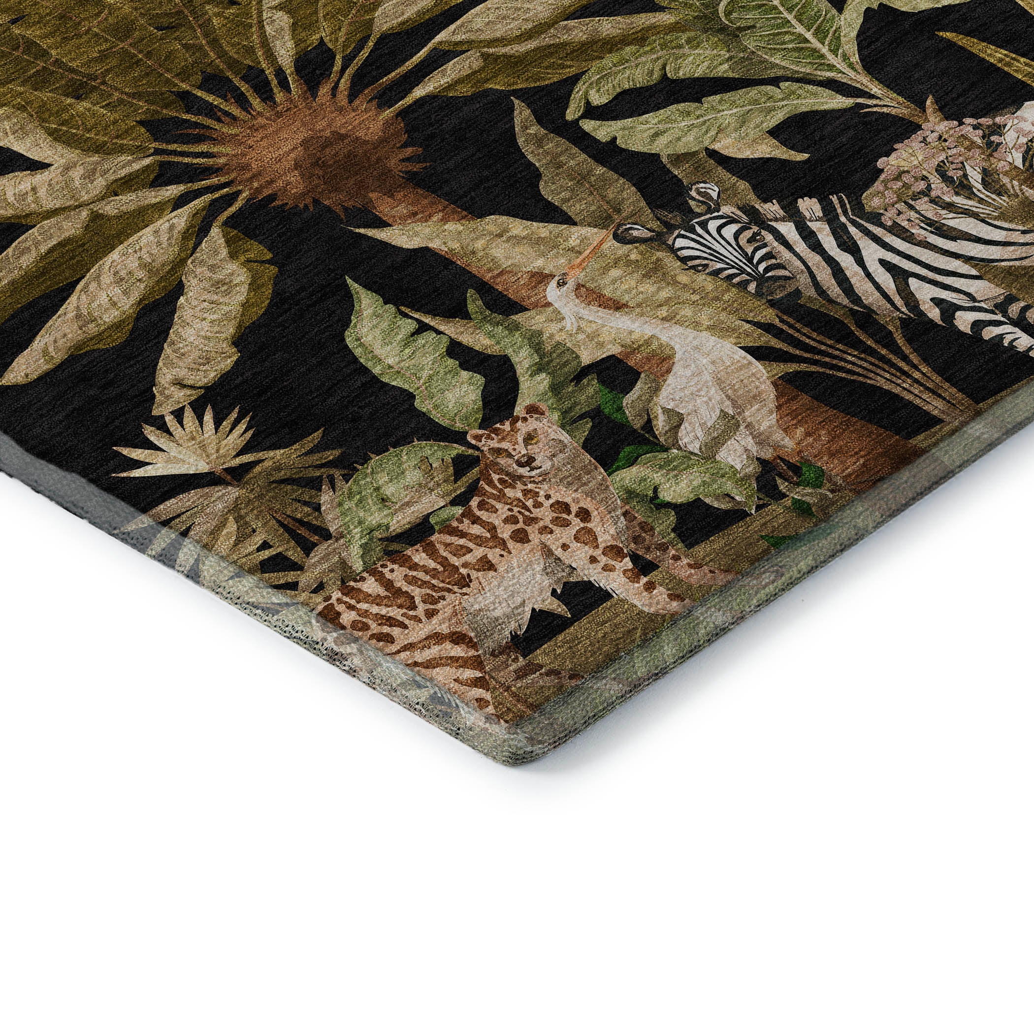 Sarajevo Machine Washable Tropical Midnight Black Rug 1'8" x 2'6" #shape_Rectangle