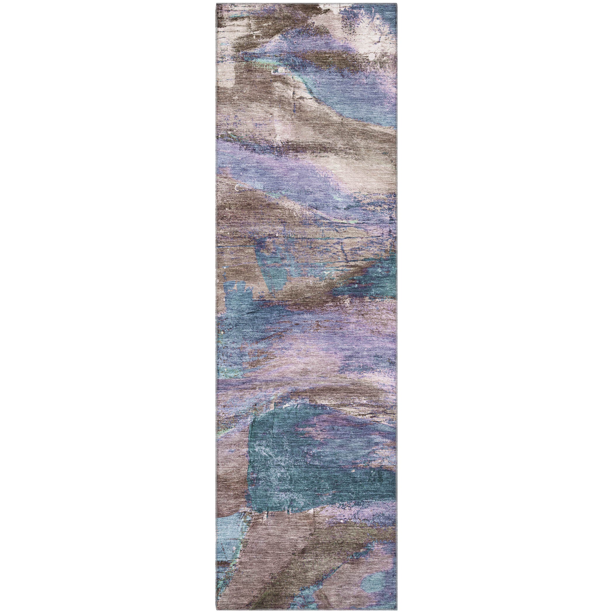 Cartagena Machine Washable Transitional Mocha Brown Rug 2'3" x 7'6" #shape_Runner