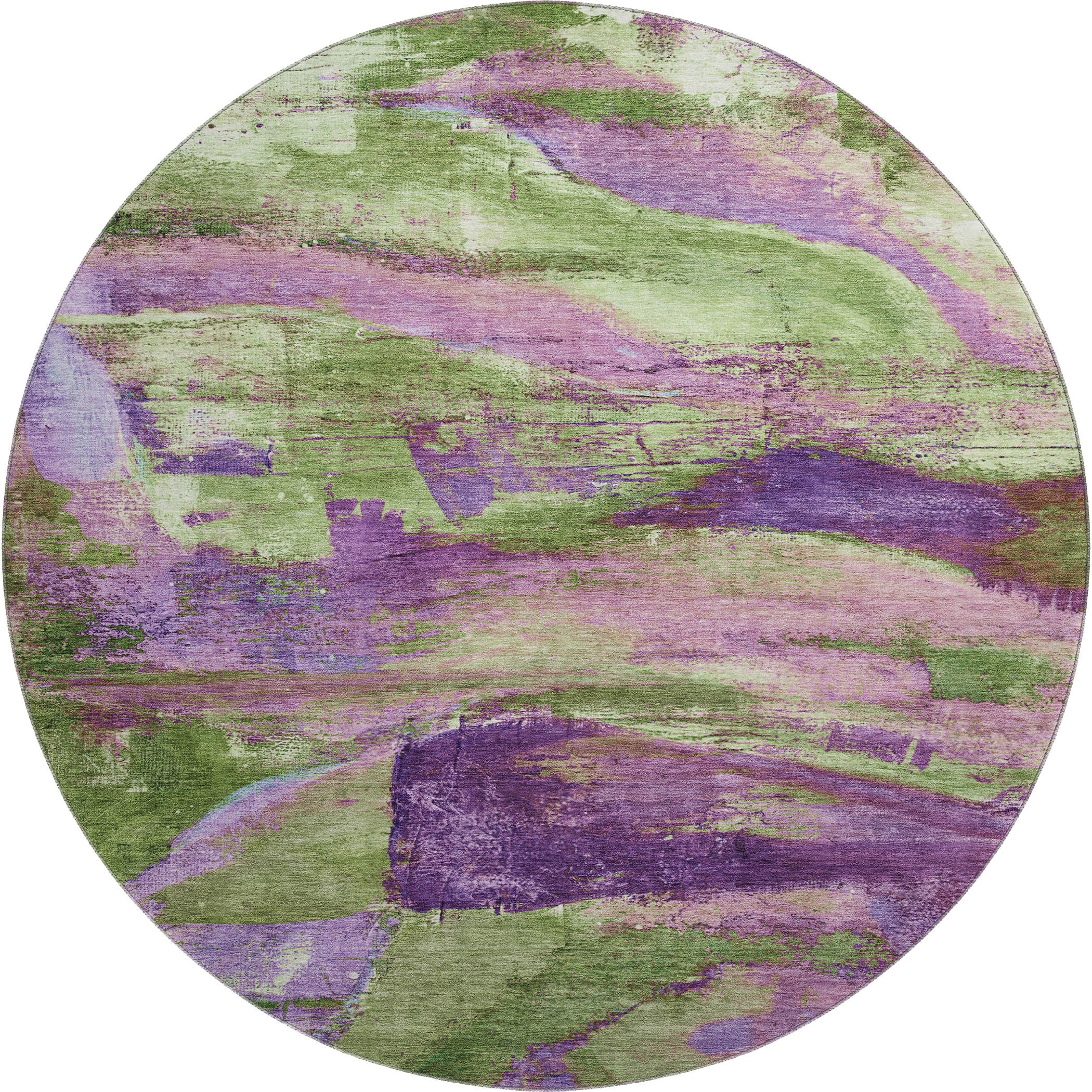 Cartagena Machine Washable Transitional Purple Rug 8' x 8' #shape_Round