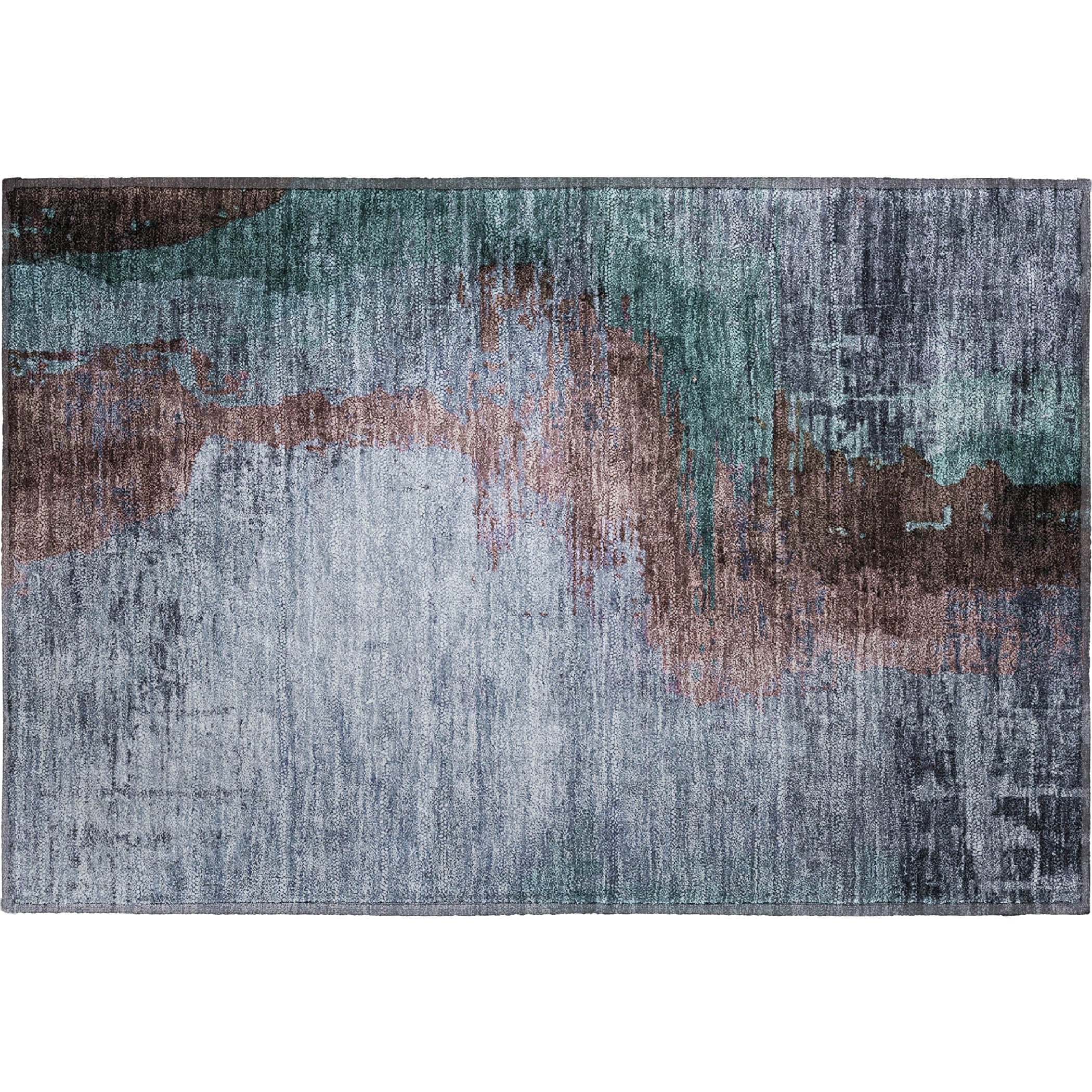 Rome Machine Washable Transitional Blue Rug 1'8" x 2'6" #shape_Rectangle