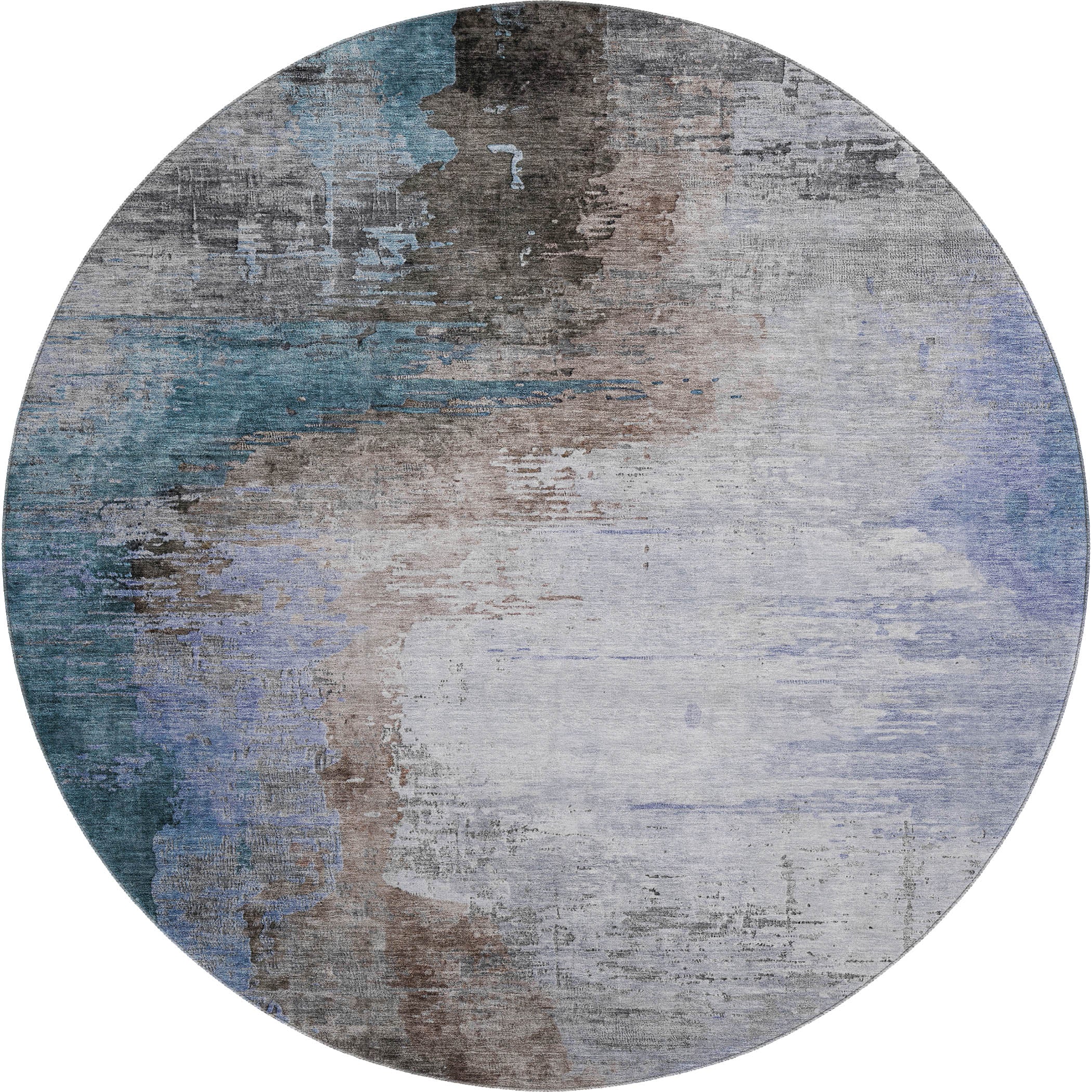 Rome Machine Washable Transitional Brown Rug 8' x 8' #shape_Round