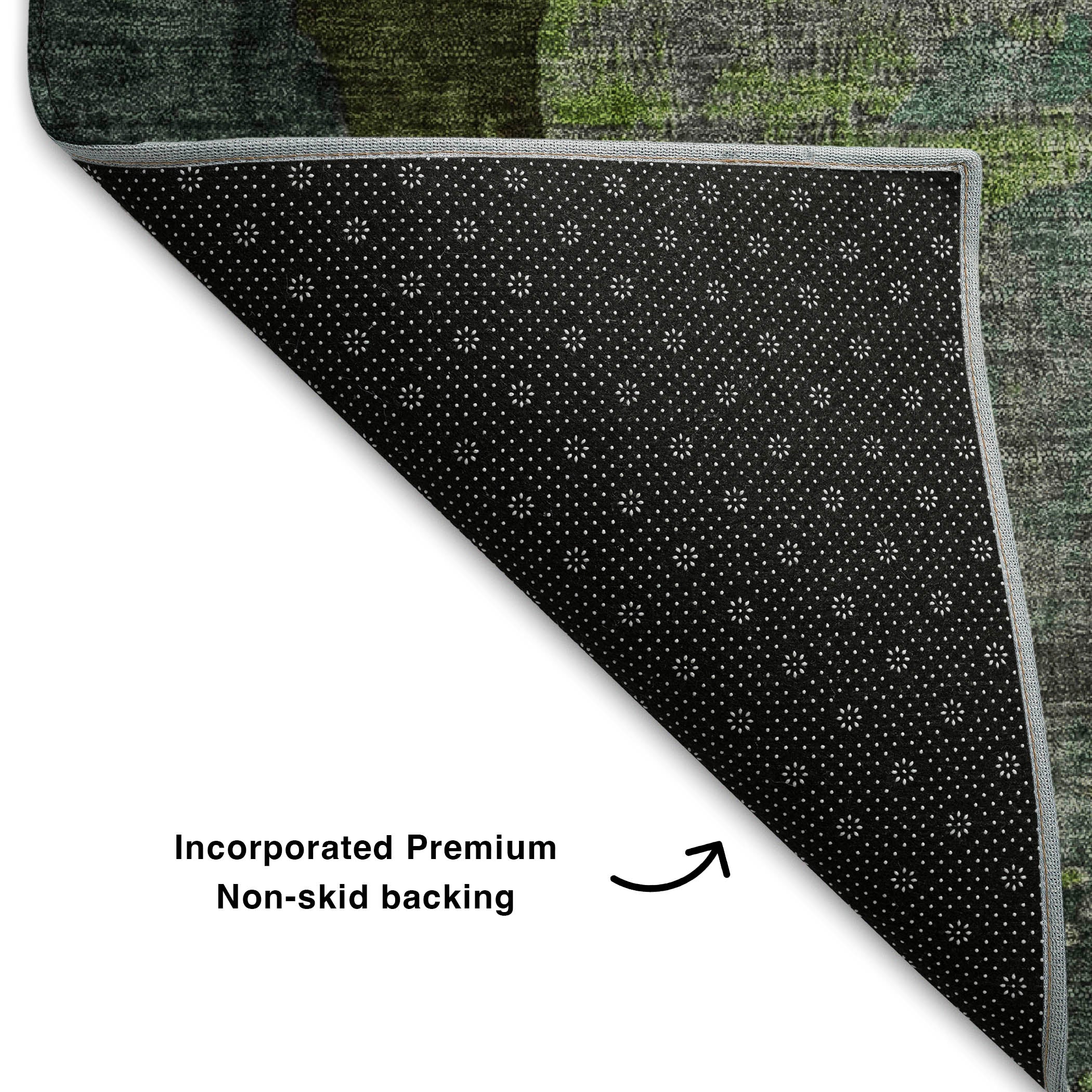 Rome Machine Washable Transitional Green Rug 1'8" x 2'6" #shape_Rectangle
