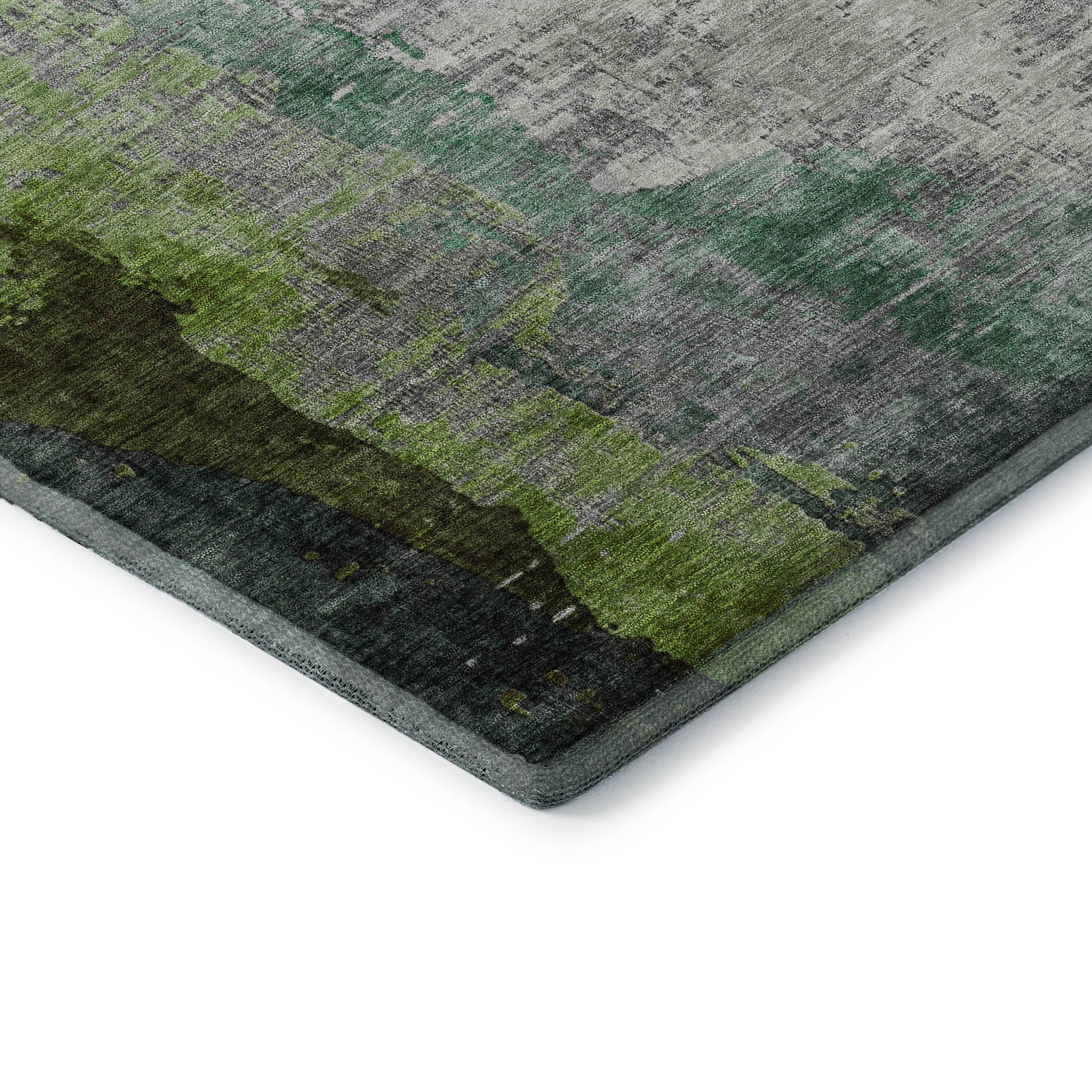 Rome Machine Washable Transitional Green Rug 1'8" x 2'6" #shape_Rectangle
