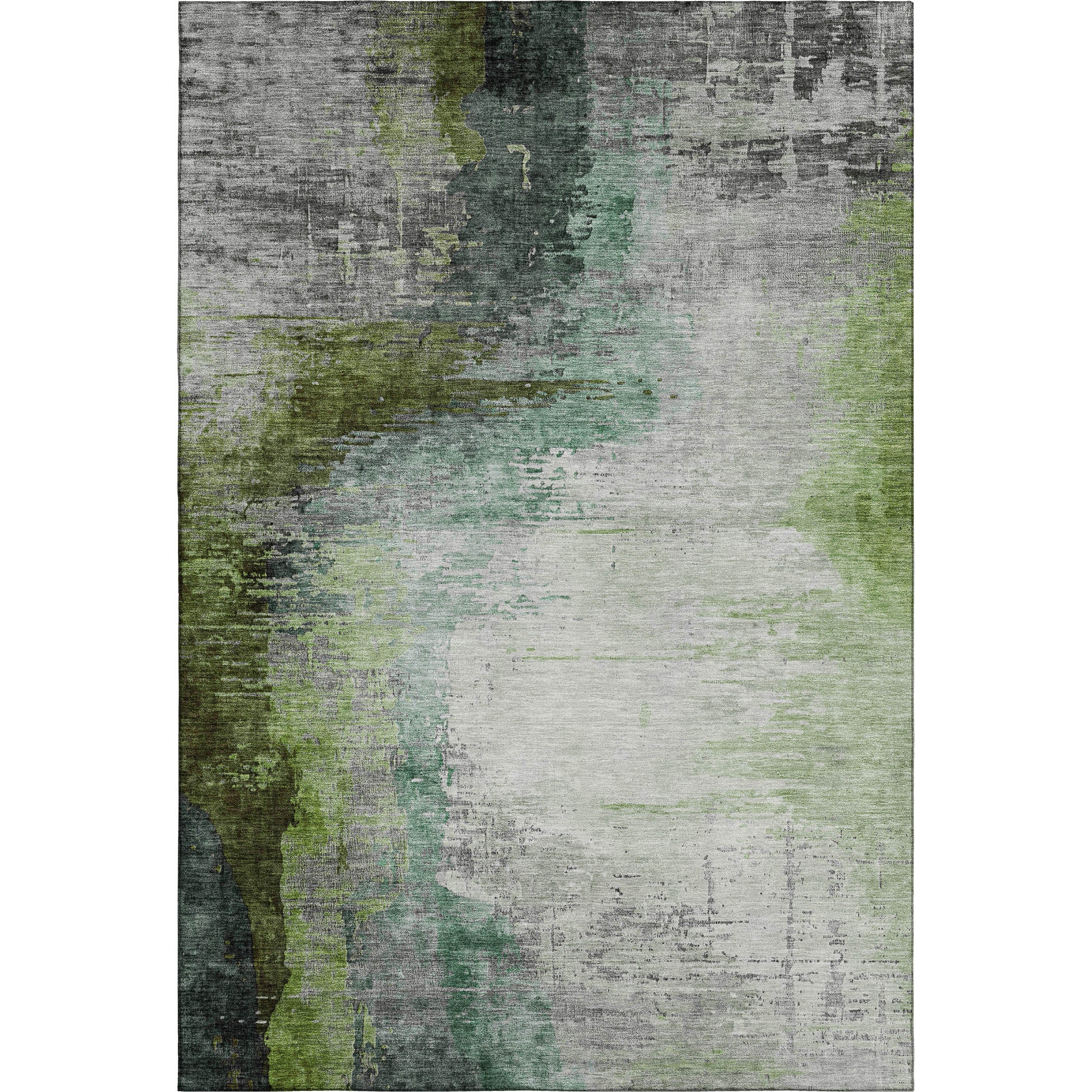Rome Machine Washable Transitional Green Rug 2'6" x 3'10" #shape_Rectangle