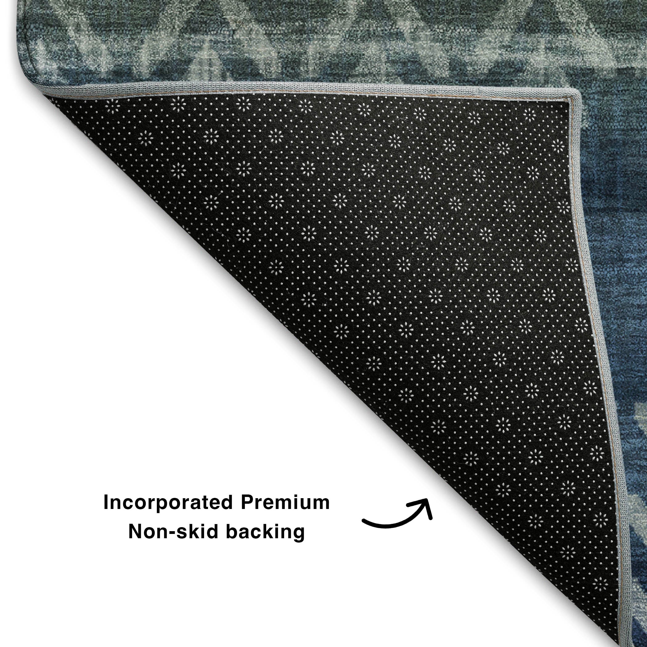 Queenstown Machine Washable Transitional Blue Rug 1'8" x 2'6" #shape_Rectangle