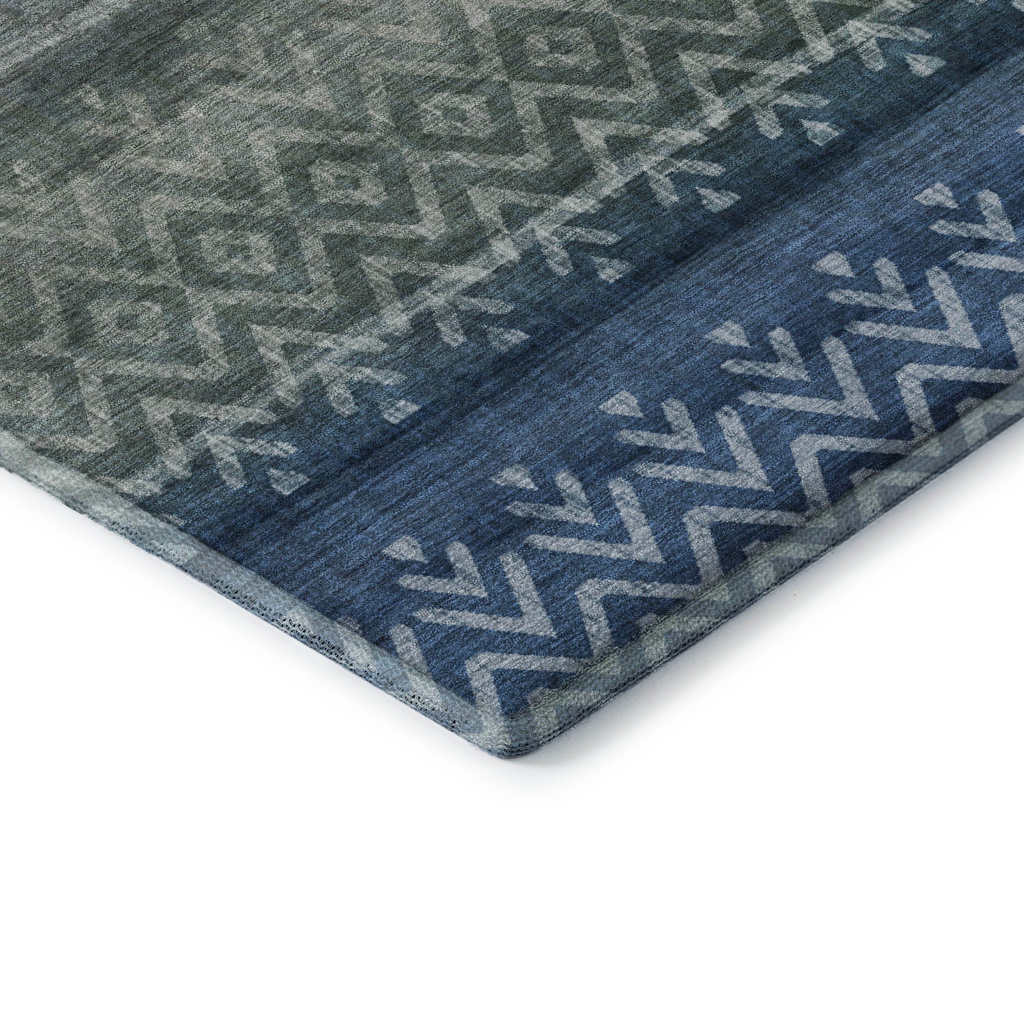 Queenstown Machine Washable Transitional Blue Rug 1'8" x 2'6" #shape_Rectangle
