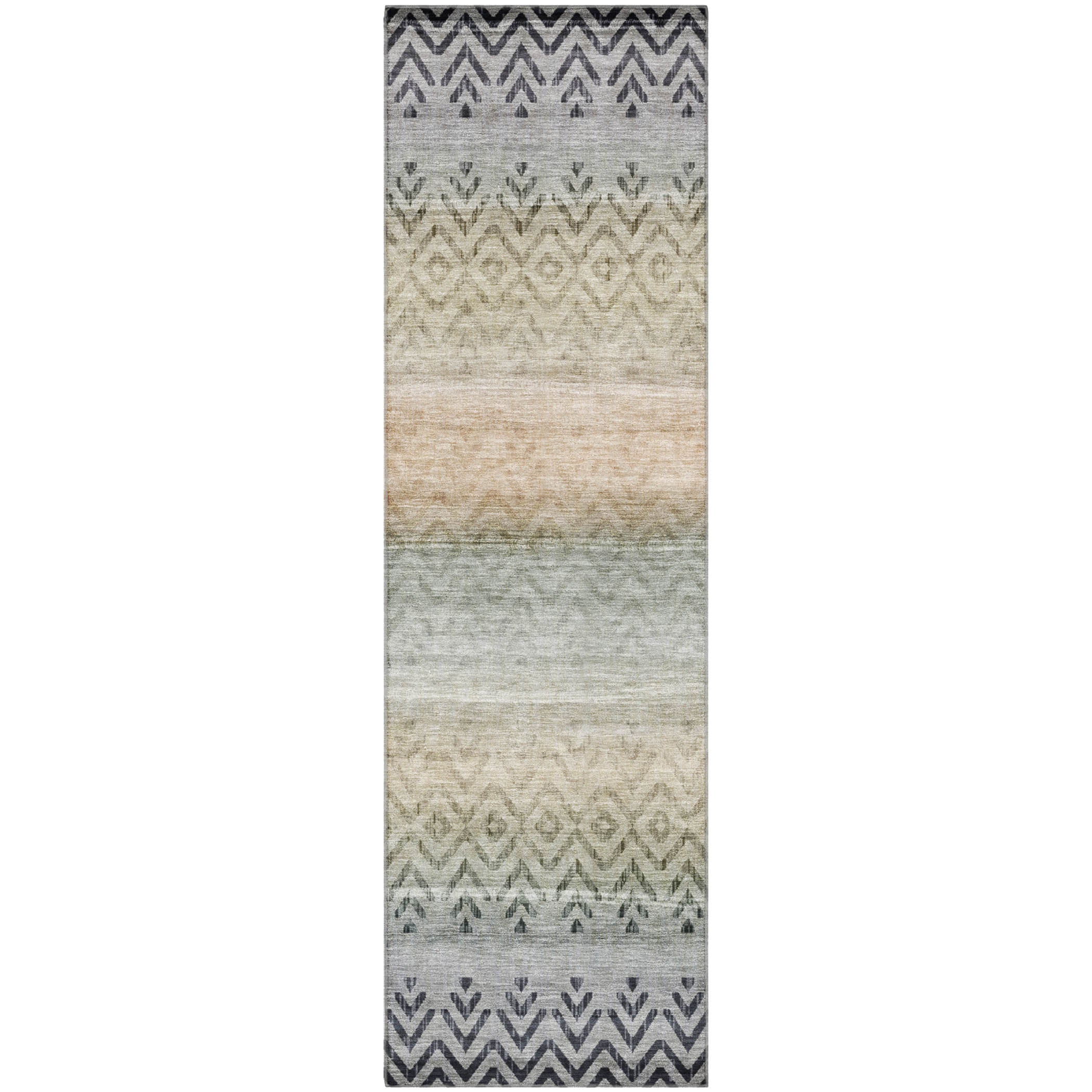 Queenstown Machine Washable Transitional Gray Rug 2'3" x 7'6" #shape_Runner