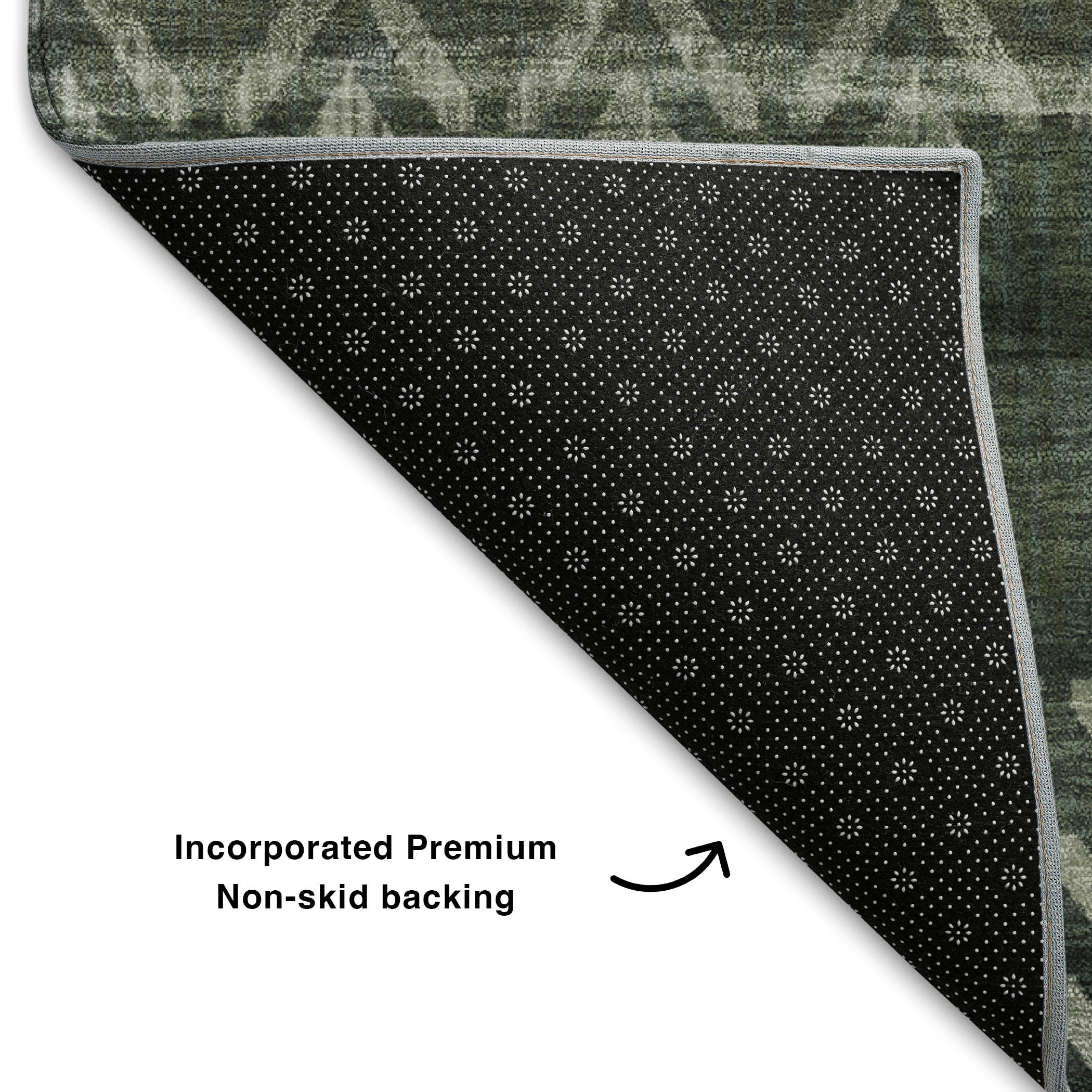 Queenstown Machine Washable Transitional Green Rug 1'8" x 2'6" #shape_Rectangle