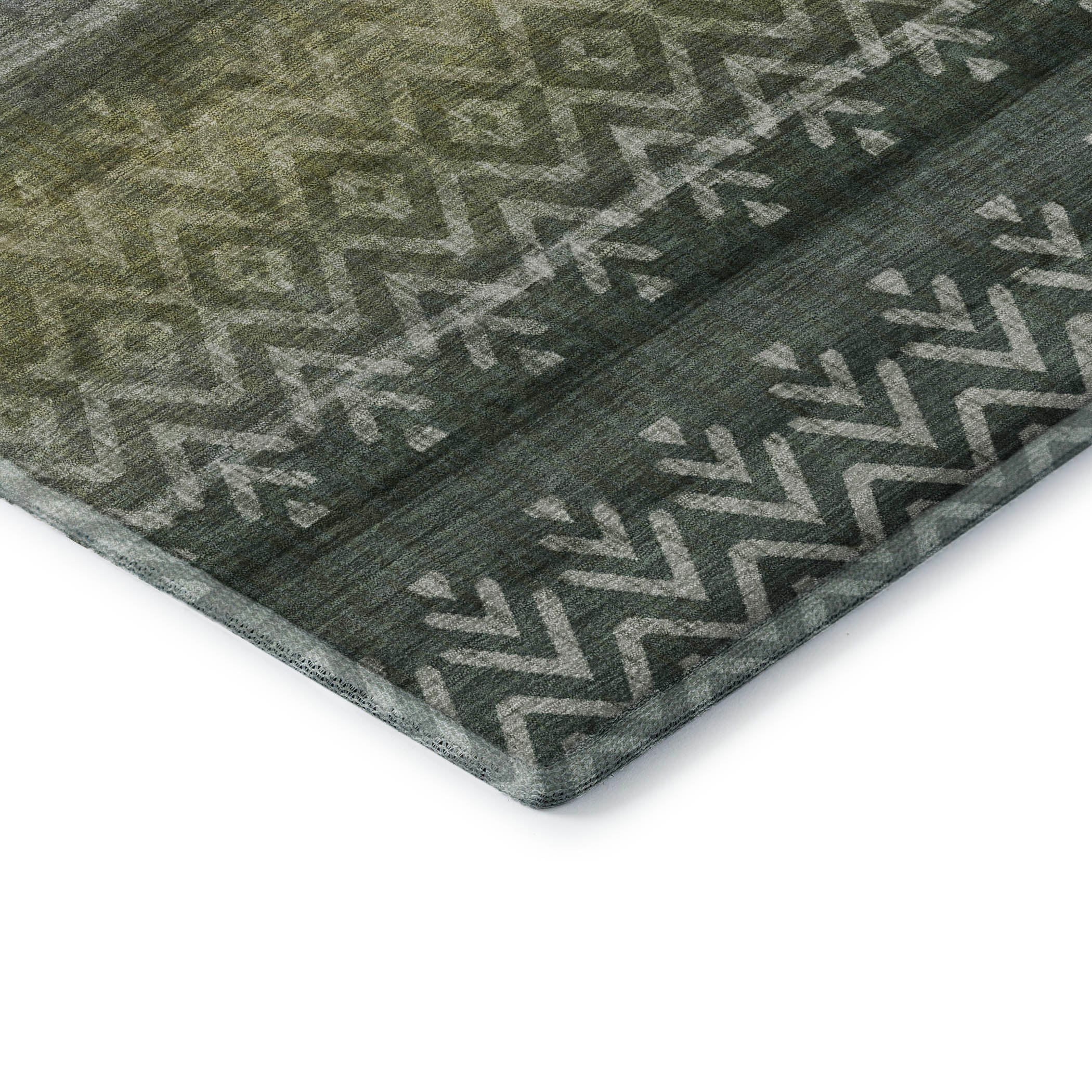 Queenstown Machine Washable Transitional Green Rug 1'8" x 2'6" #shape_Rectangle