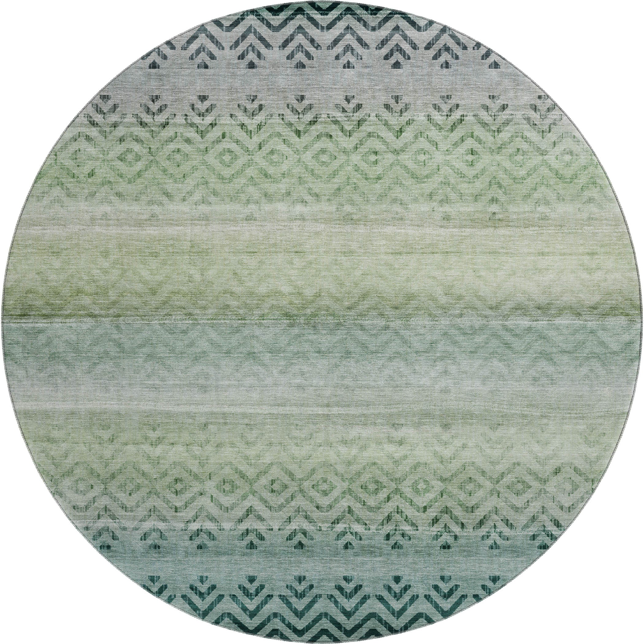 Queenstown Machine Washable Transitional Teal Rug 8' x 8' #shape_Round
