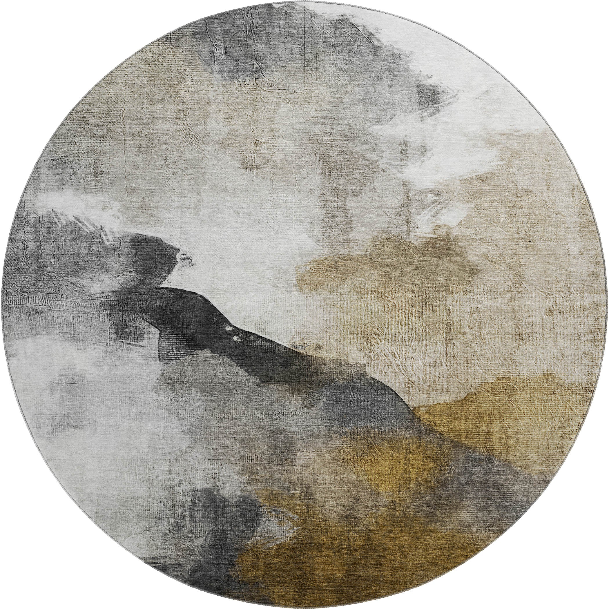 Cairo Machine Washable Transitional Brown Rug 8' x 8' #shape_Round