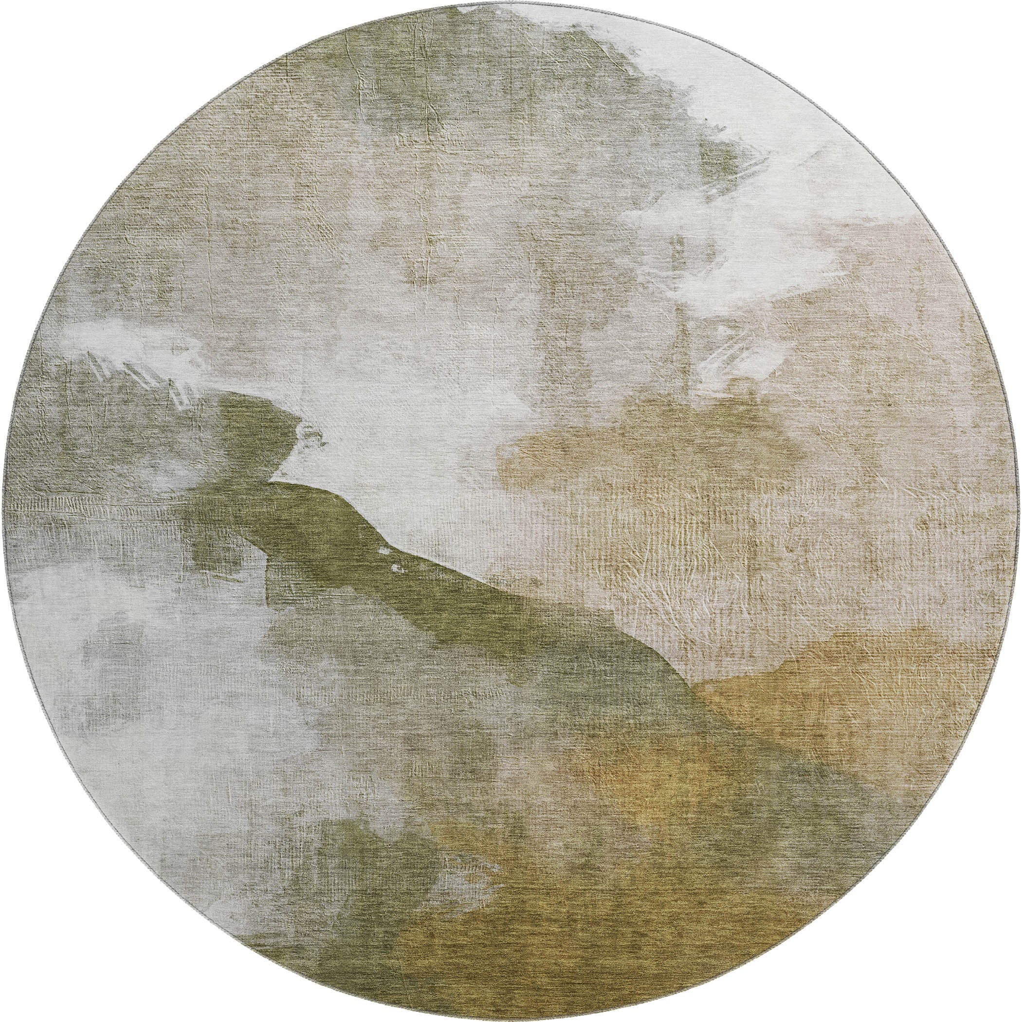 Cairo Machine Washable Transitional Green Rug 8' x 8' #shape_Round
