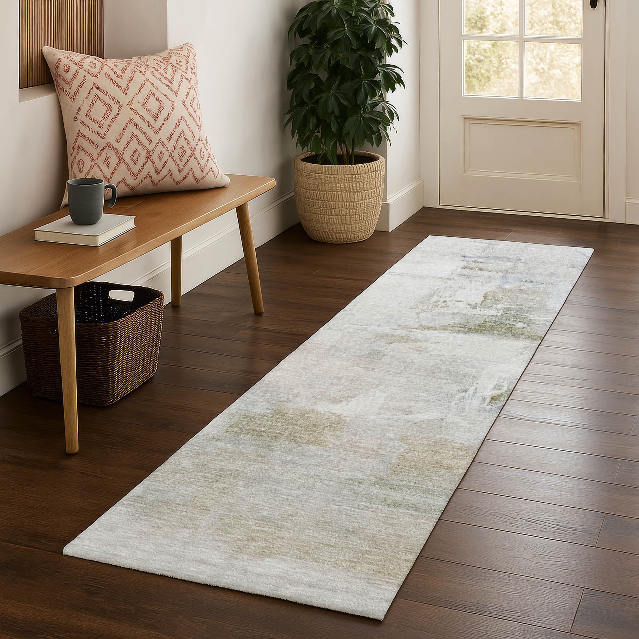 Sarajevo Machine Washable Transitional Linen Ivory Rug 2'3" x 7'6" #shape_Runner