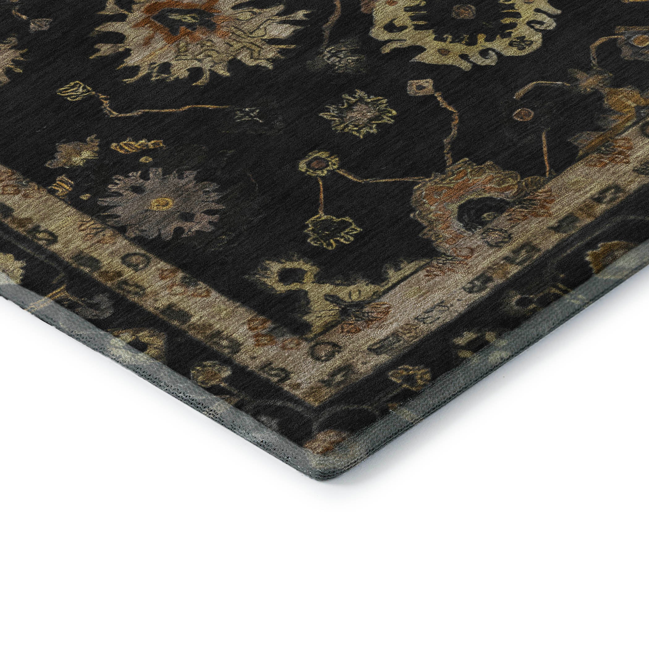 Ghent Machine Washable Traditional Black Rug 1'8" x 2'6" #shape_Rectangle
