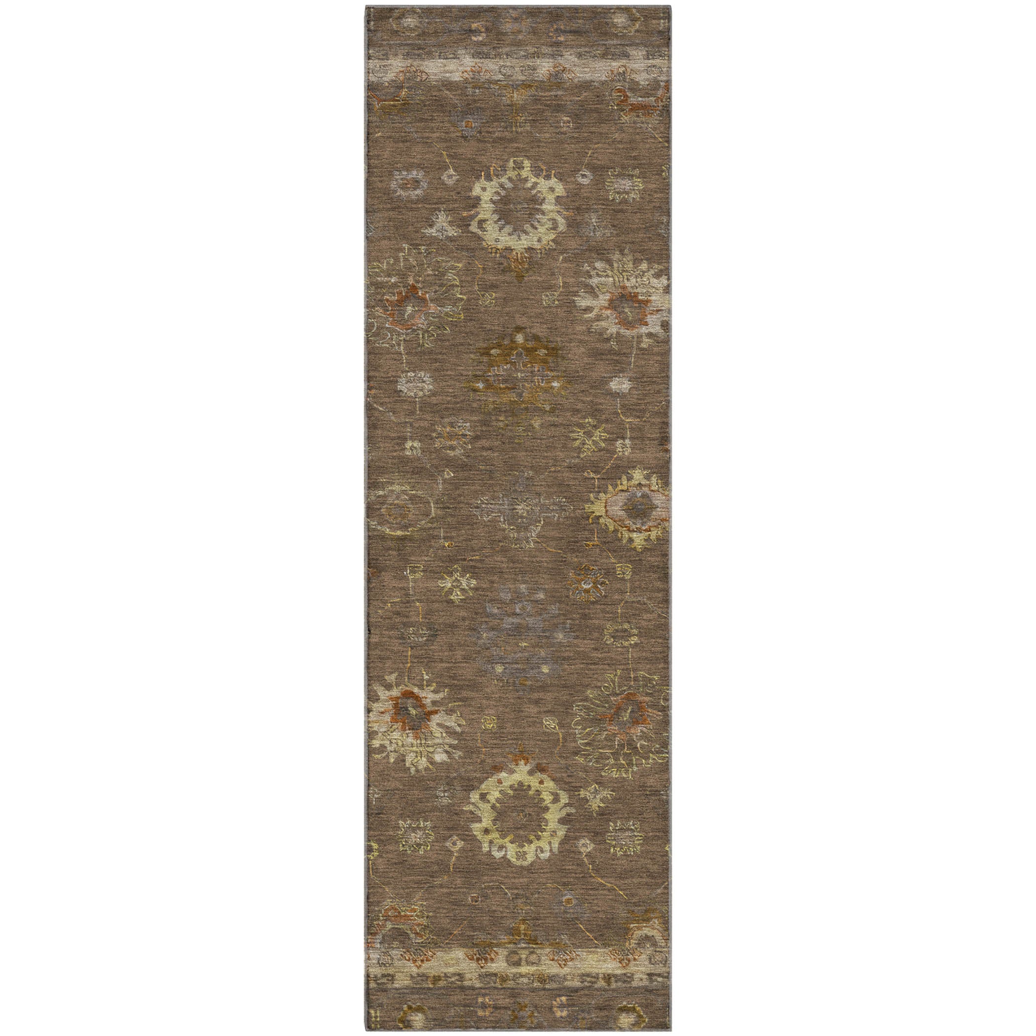 Ghent Machine Washable Traditional Chocolate Brown Rug 2'3" x 7'6" #shape_Runner