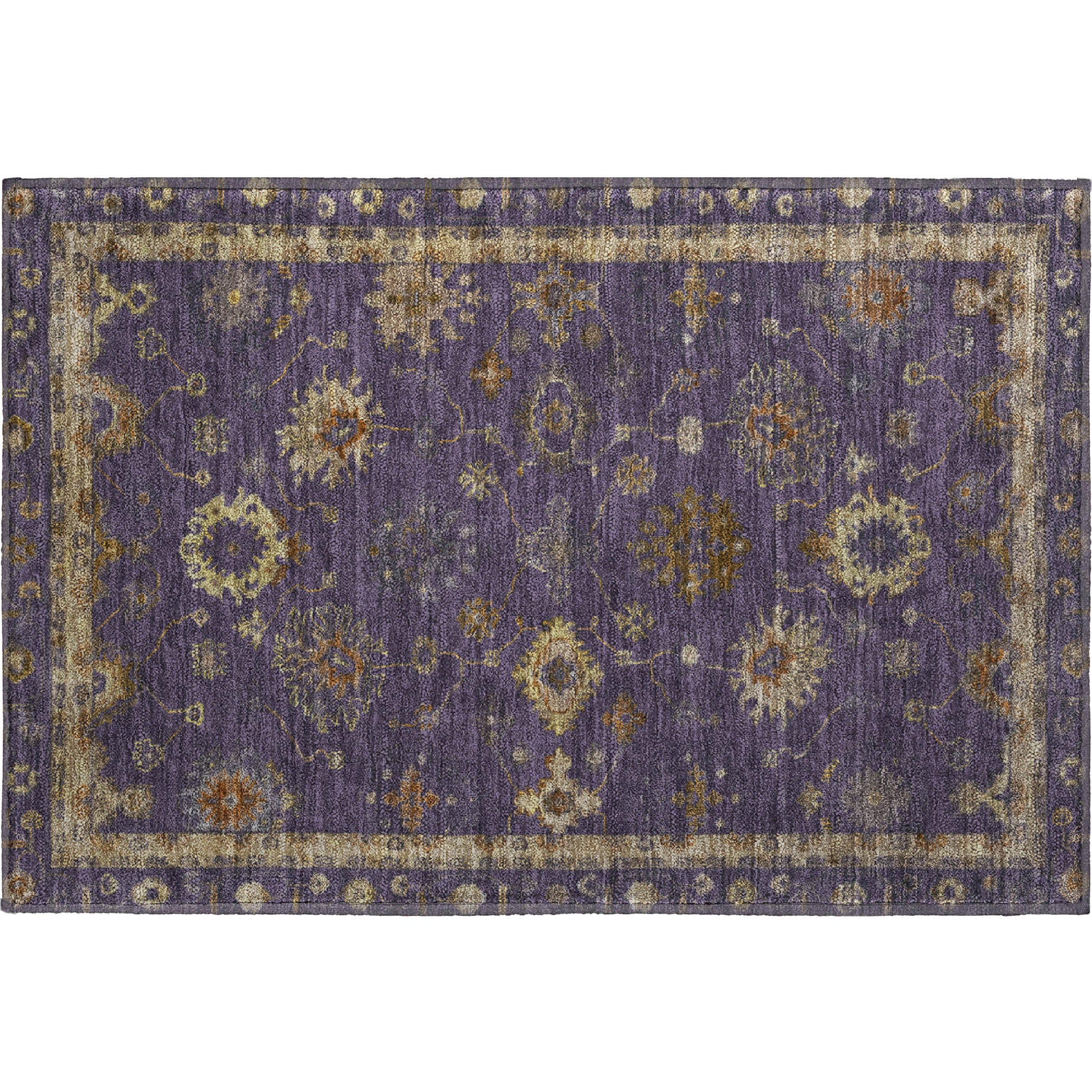Ghent Machine Washable Traditional Eggplant Purple Rug 1'8" x 2'6" #shape_Rectangle