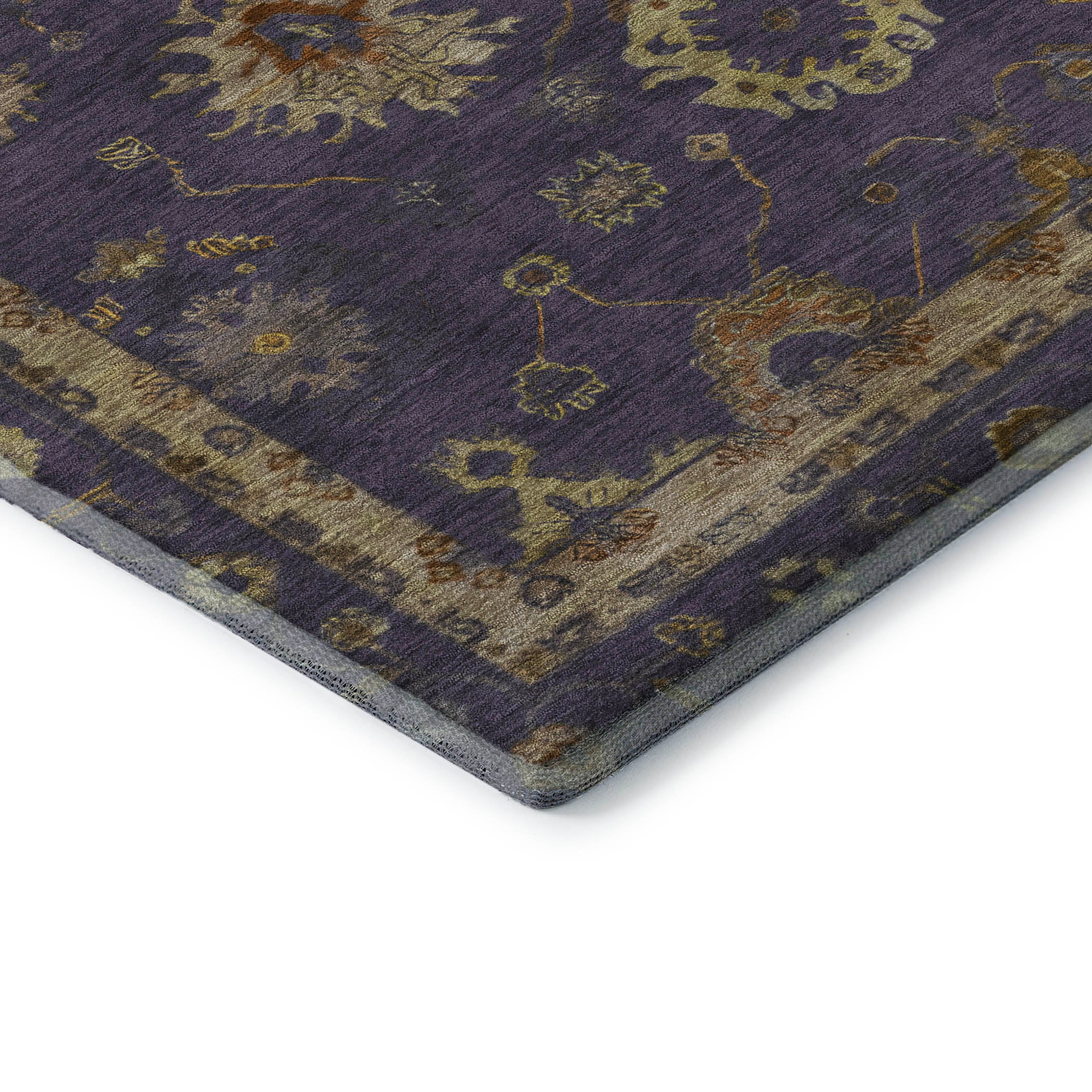Ghent Machine Washable Traditional Eggplant Purple Rug 1'8" x 2'6" #shape_Rectangle