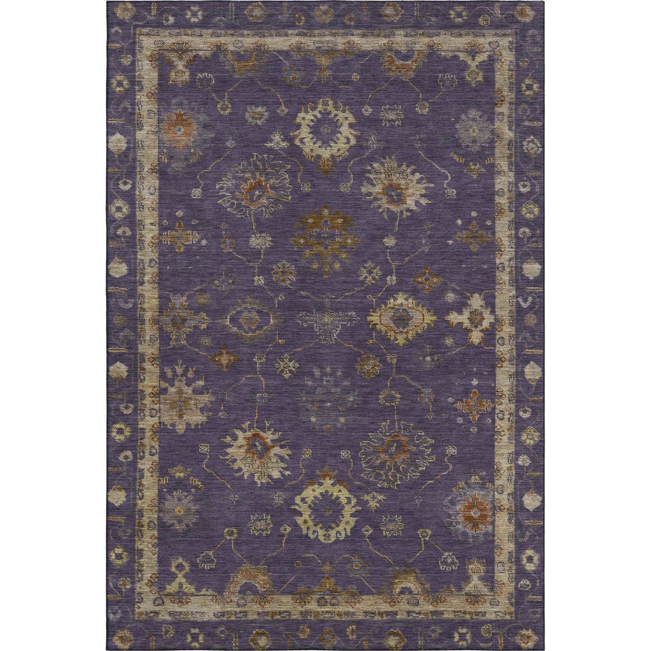 Ghent Machine Washable Traditional Eggplant Purple Rug 2'6" x 3'10" #shape_Rectangle