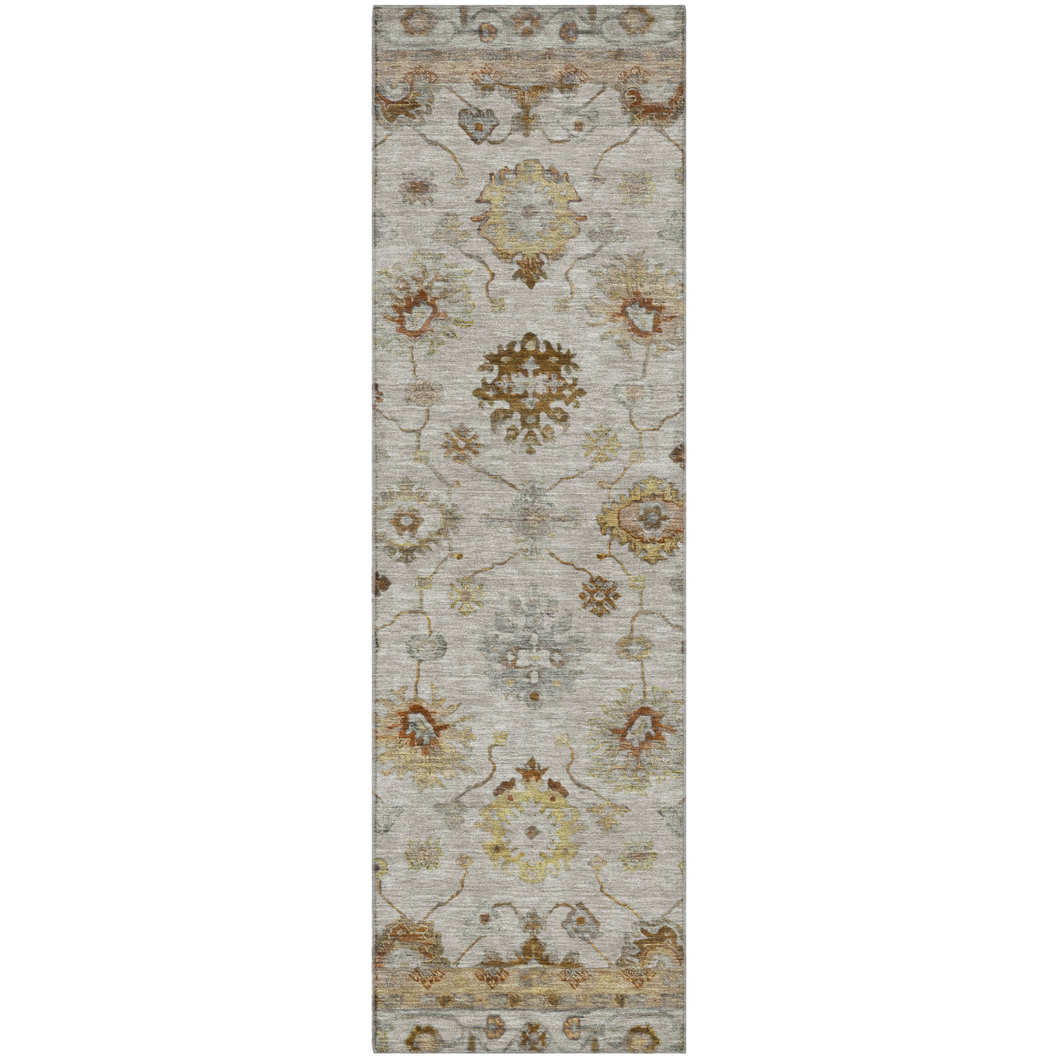 Ghent Machine Washable Traditional Taupe Brown Rug 2'3" x 7'6" #shape_Runner