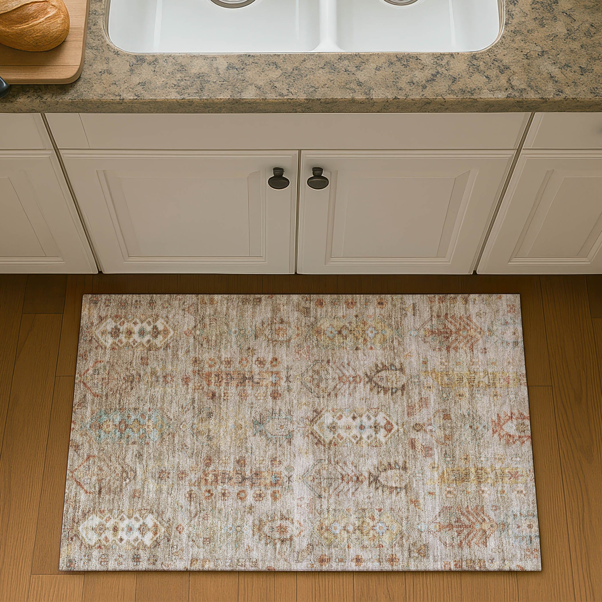 Havana Machine Washable Traditional Beige Brown Rug 1'8" x 2'6" #shape_Rectangle